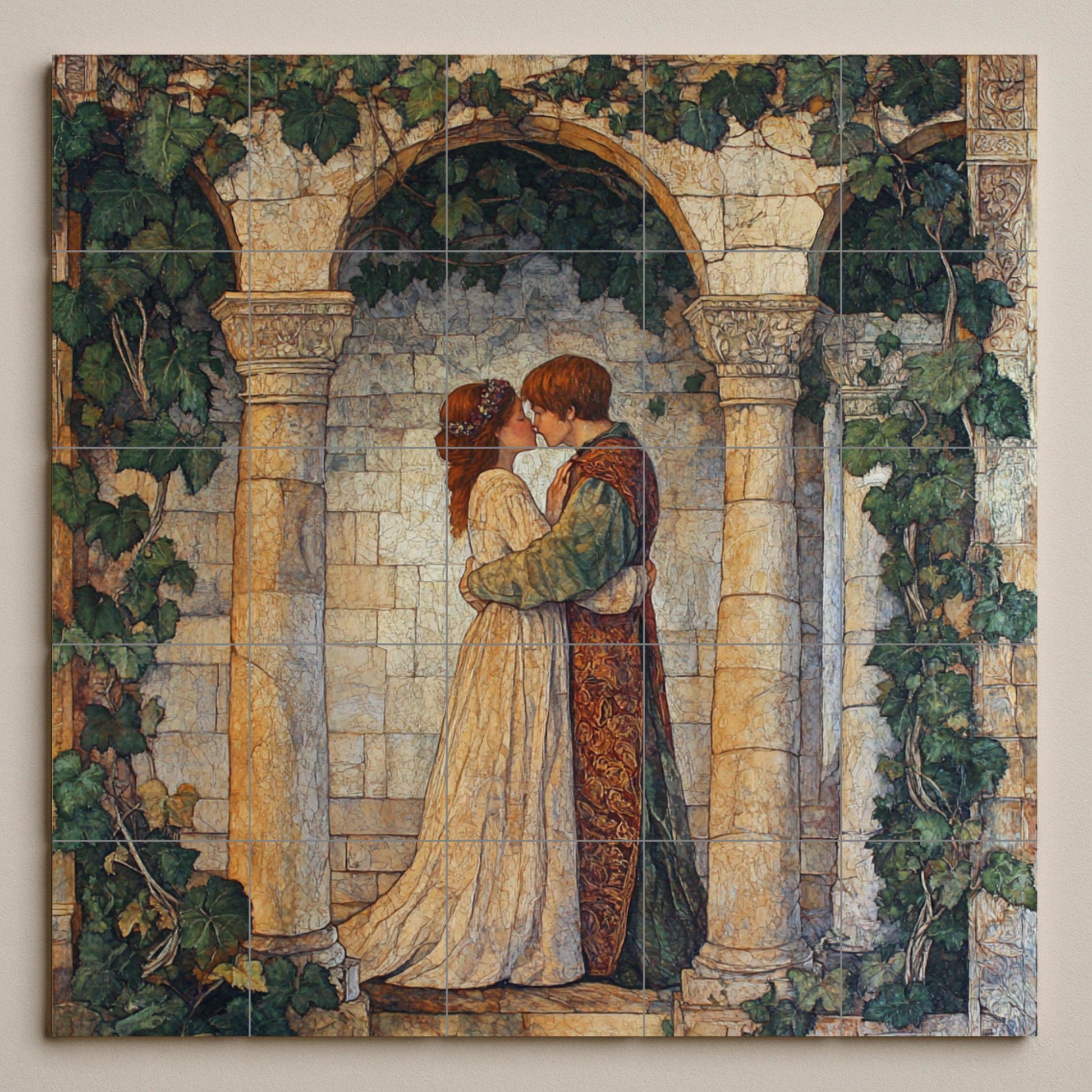 Mural cerámico de romance shakespeariano