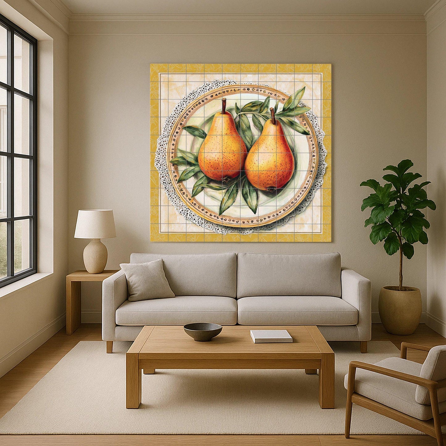 Cerámica Rustic with peras — Rustic Farmhouse Art · Ceramic Tile Mural