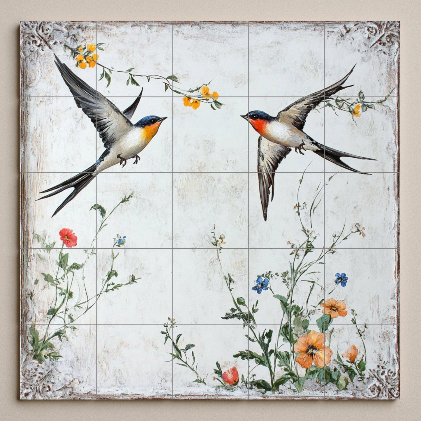 Mural cerámico "Golondrinas en vuelo"
