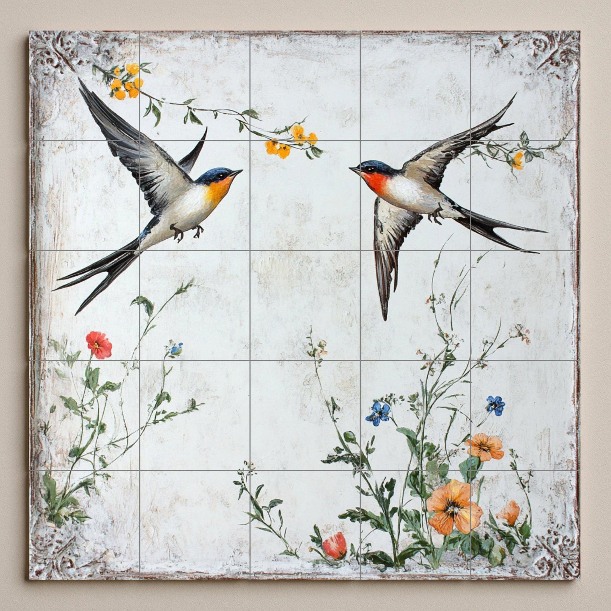 Mural cerámico "Golondrinas en vuelo"