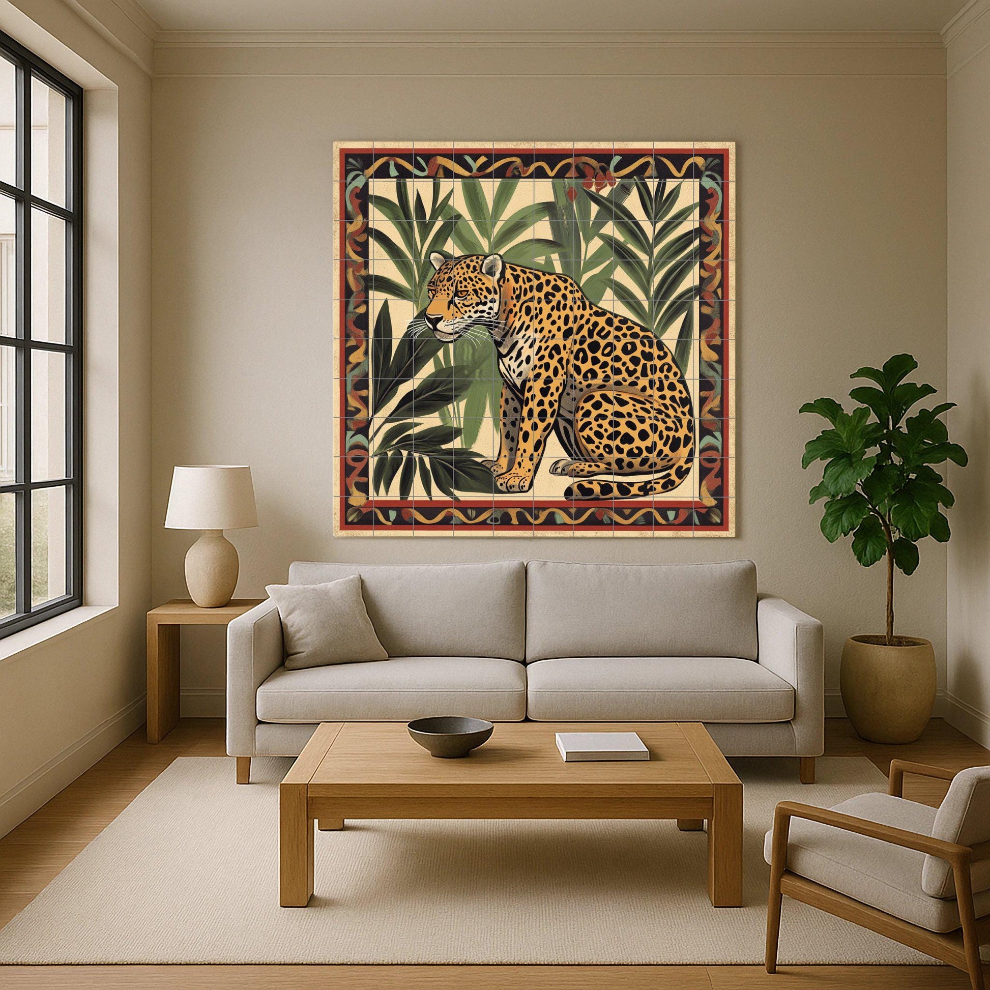Un jaguar amazónico — Murale in Piastrelle di Ceramica · Murale a Motivi Decorativi