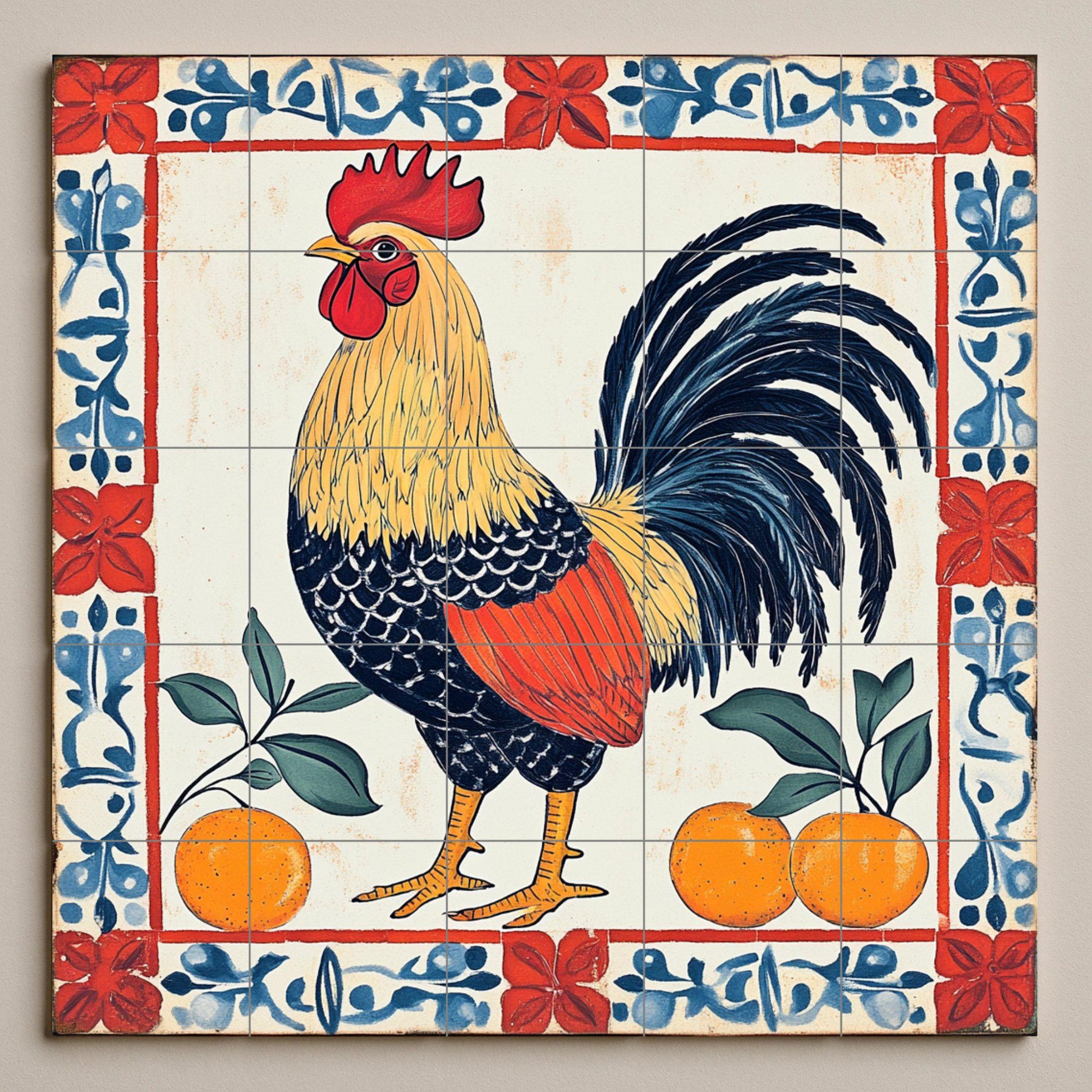 Hahn Portugiesisch — Fliesen-Wandbild aus Keramik · Botanische Landschaft