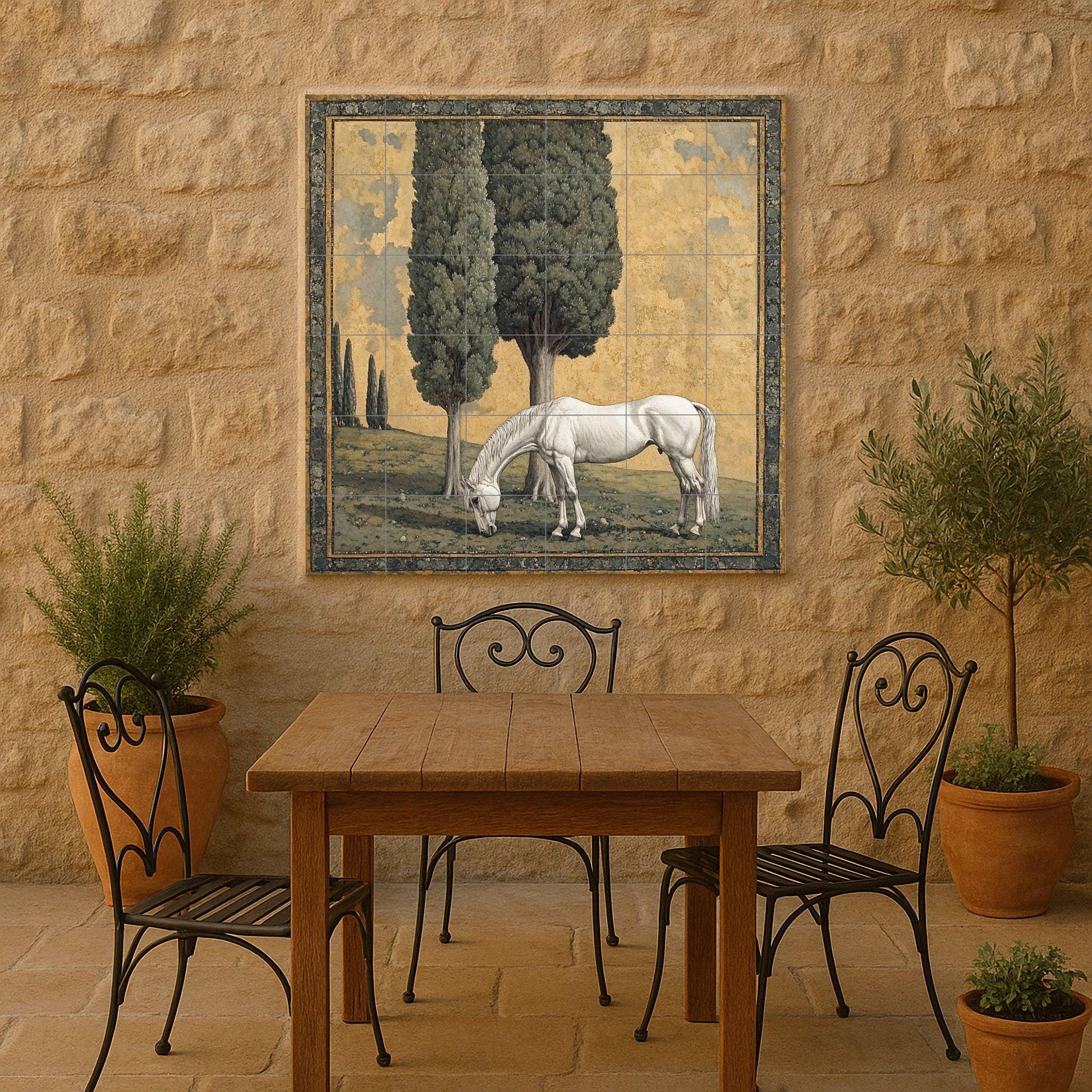 Ceramic Tile Mural: "Grace Pastoral — Bird & Beast Mural