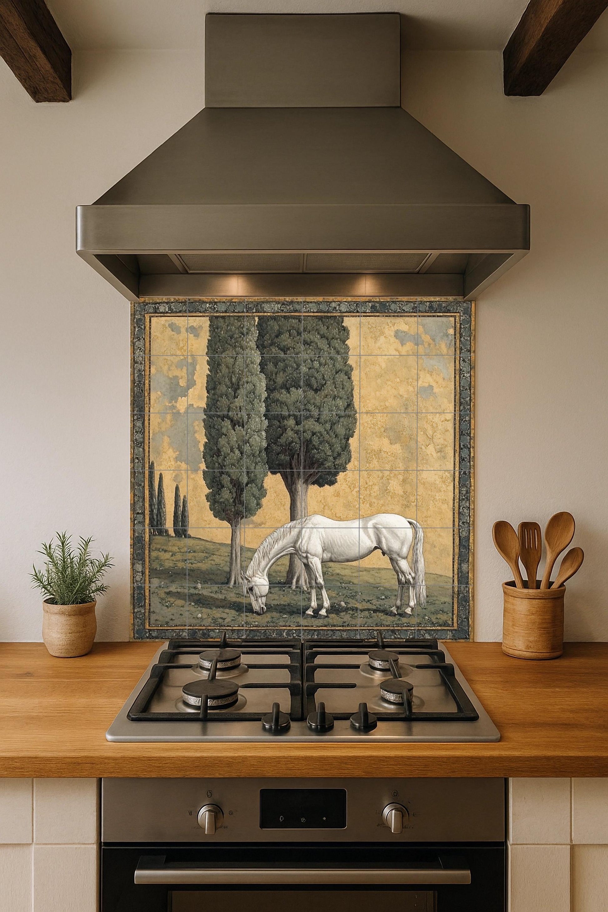 Ceramic Tile Mural: "Grace Pastoral — Bird & Beast Mural