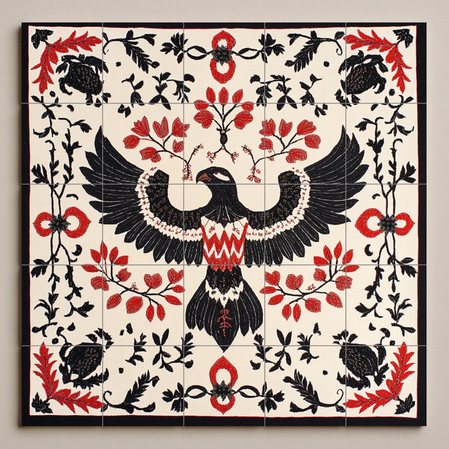 Cerámica persa Shiraz con un rico medallón floral y azulejos decorat · Fresque Céramique — Paysage Botanique
