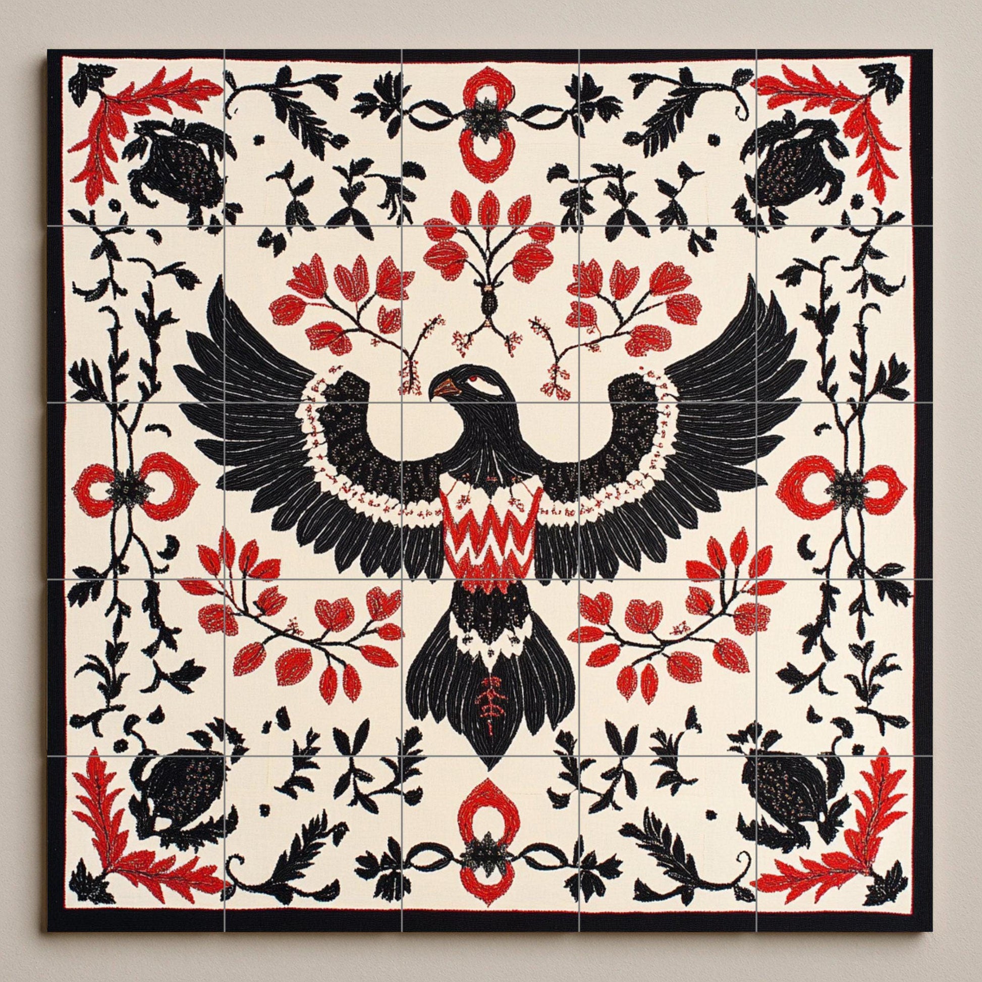 Cerámica persa Shiraz con un rico medallón floral y azulejos decorat · Fresque Céramique — Paysage Botanique