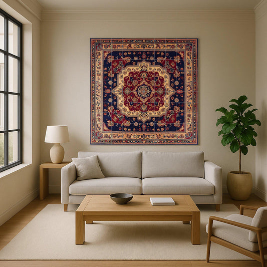 Cerámica persa Shiraz con un rico medallón floral y azulejos decorat · Ceramic Wall Mural — Nature Wall Art