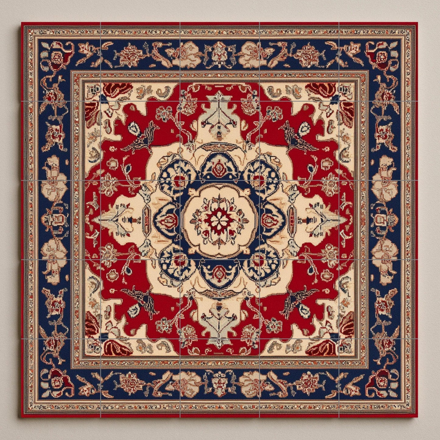Fresque en Carrelage Cerámica azerbaiyana con medallón ornamental y azulejos decorativos — Fresque à Motifs Décoratifs