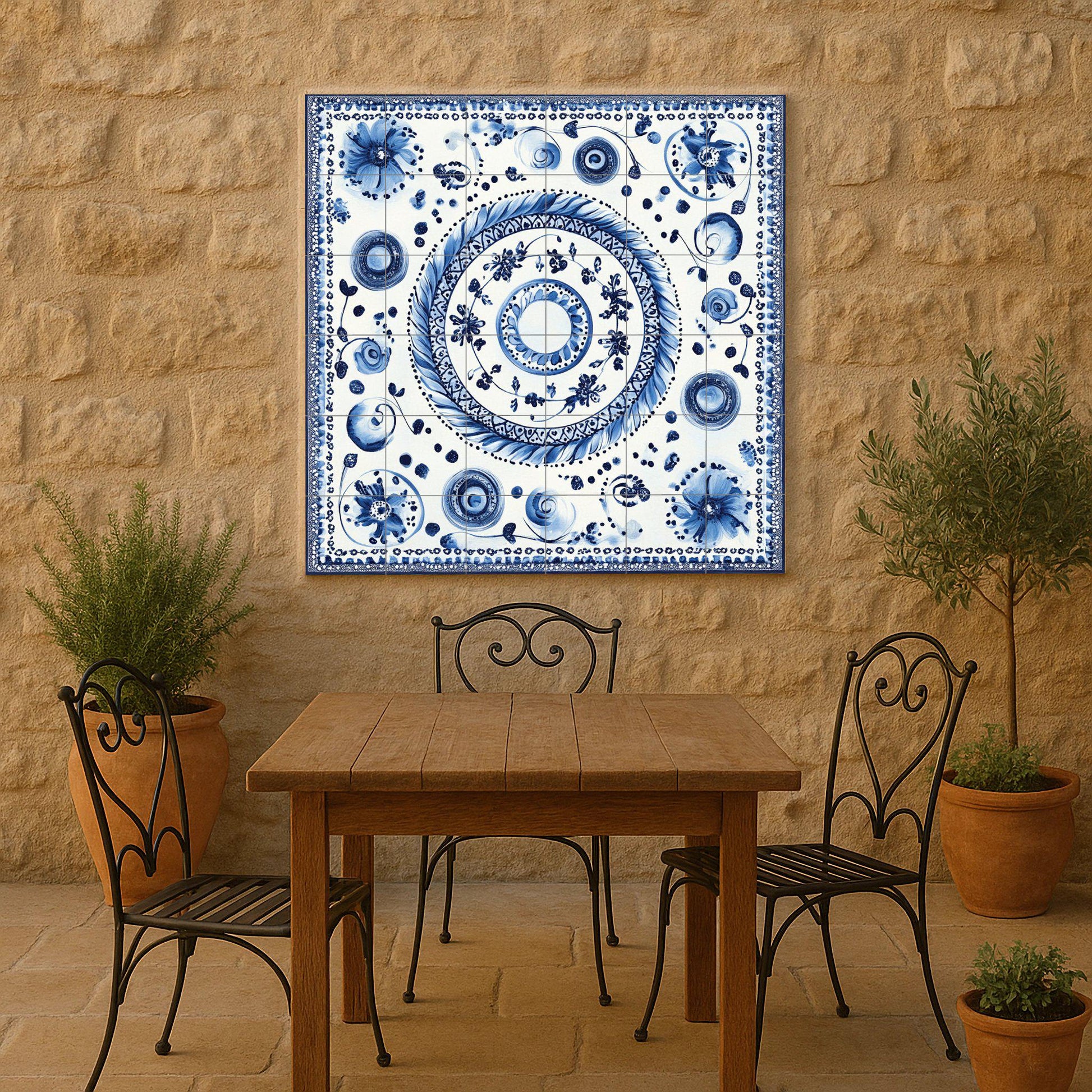 Cerámica Blau — Fliesen-Wandbild aus Keramik · Garten- & Natur-Dekor