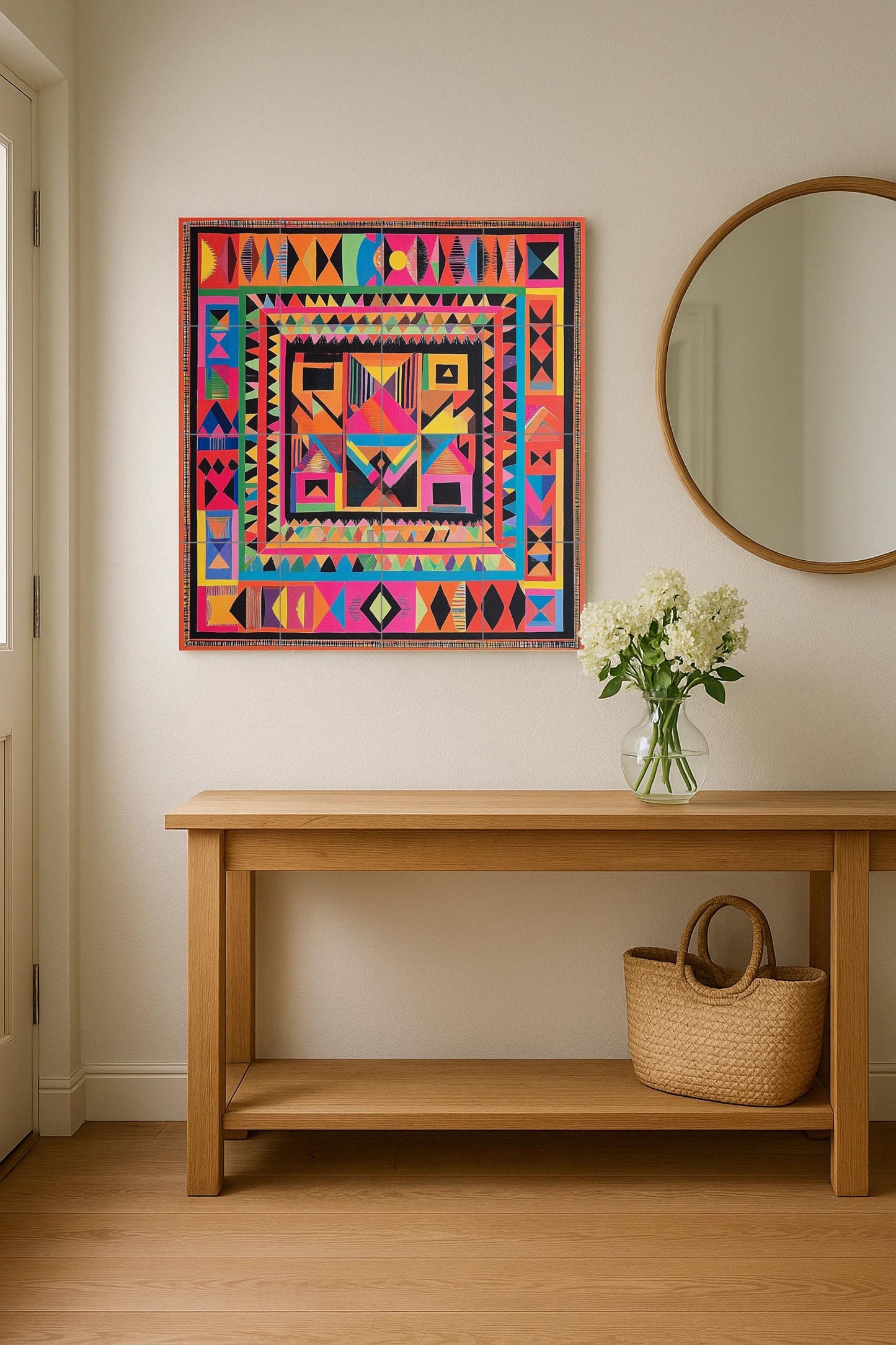 Fresque en Carrelage Radiante — Décor d'Art Populaire