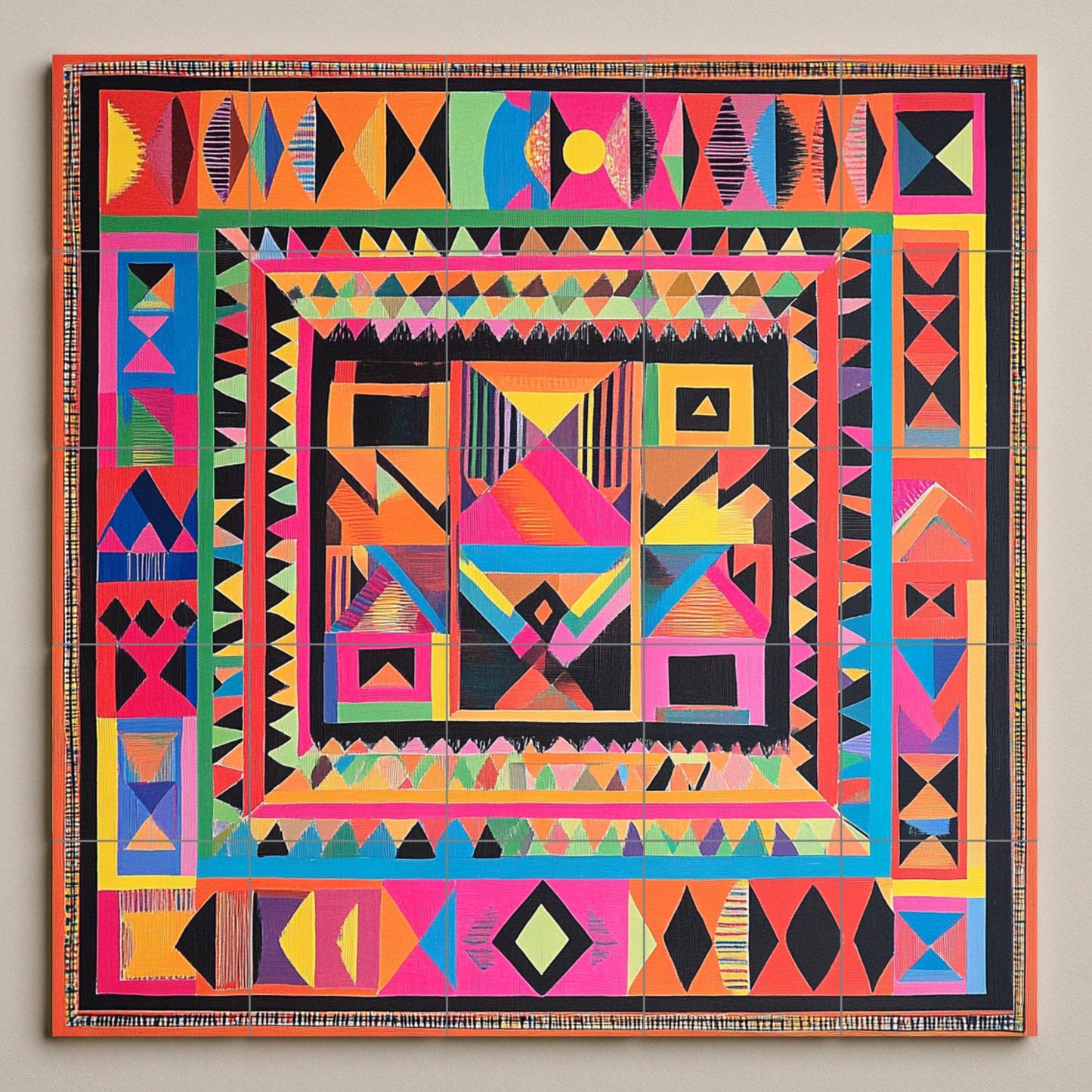 Fresque en Carrelage Radiante — Décor d'Art Populaire