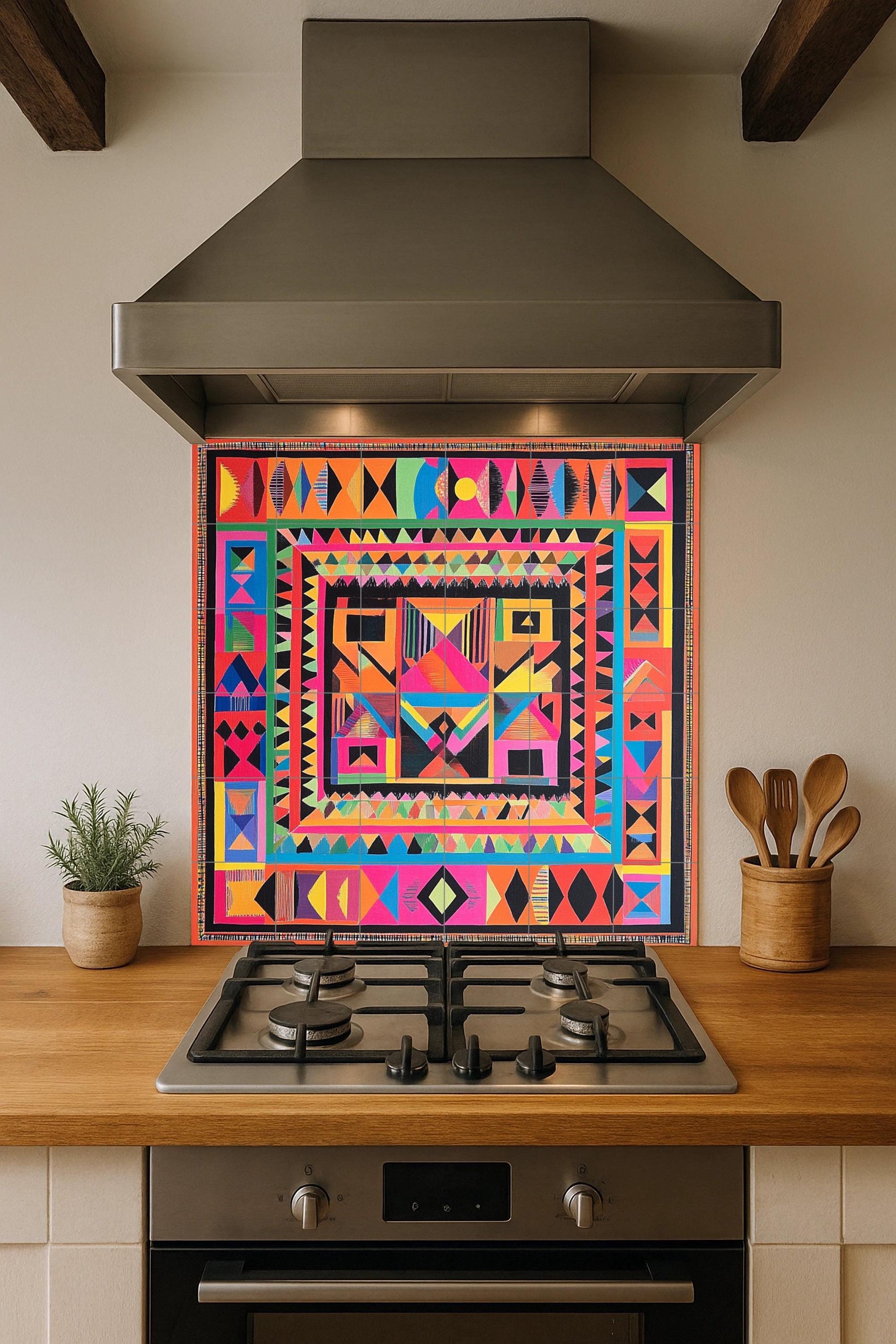 Fresque en Carrelage Radiante — Décor d'Art Populaire