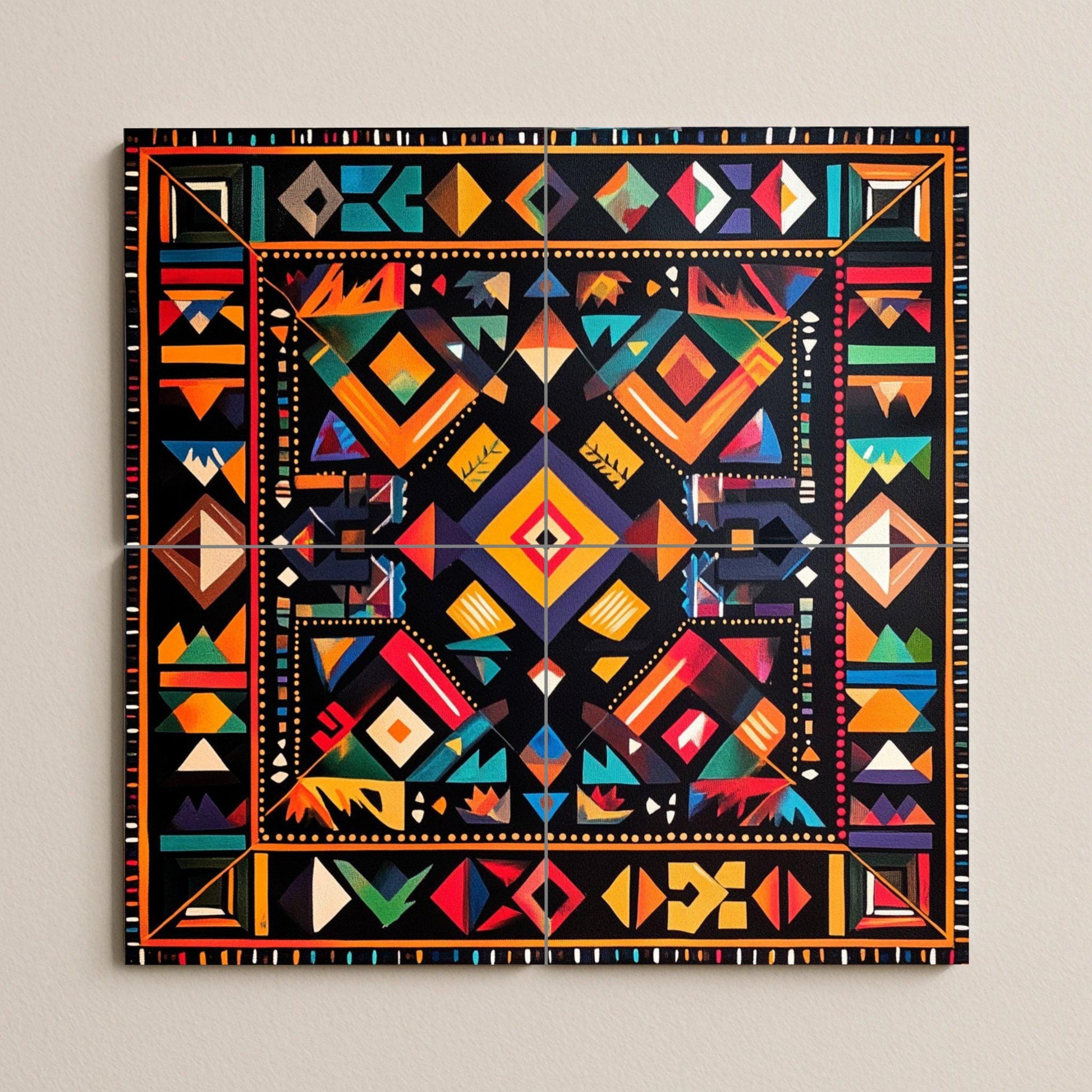 Mural de pared de cerámica geométrica