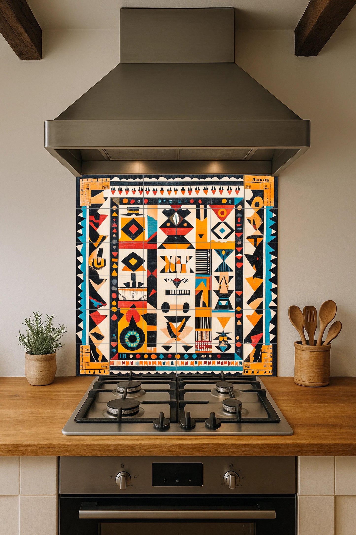 Ceramic Tile Mural: Indígena brasileño — Folk & Ornamental Art