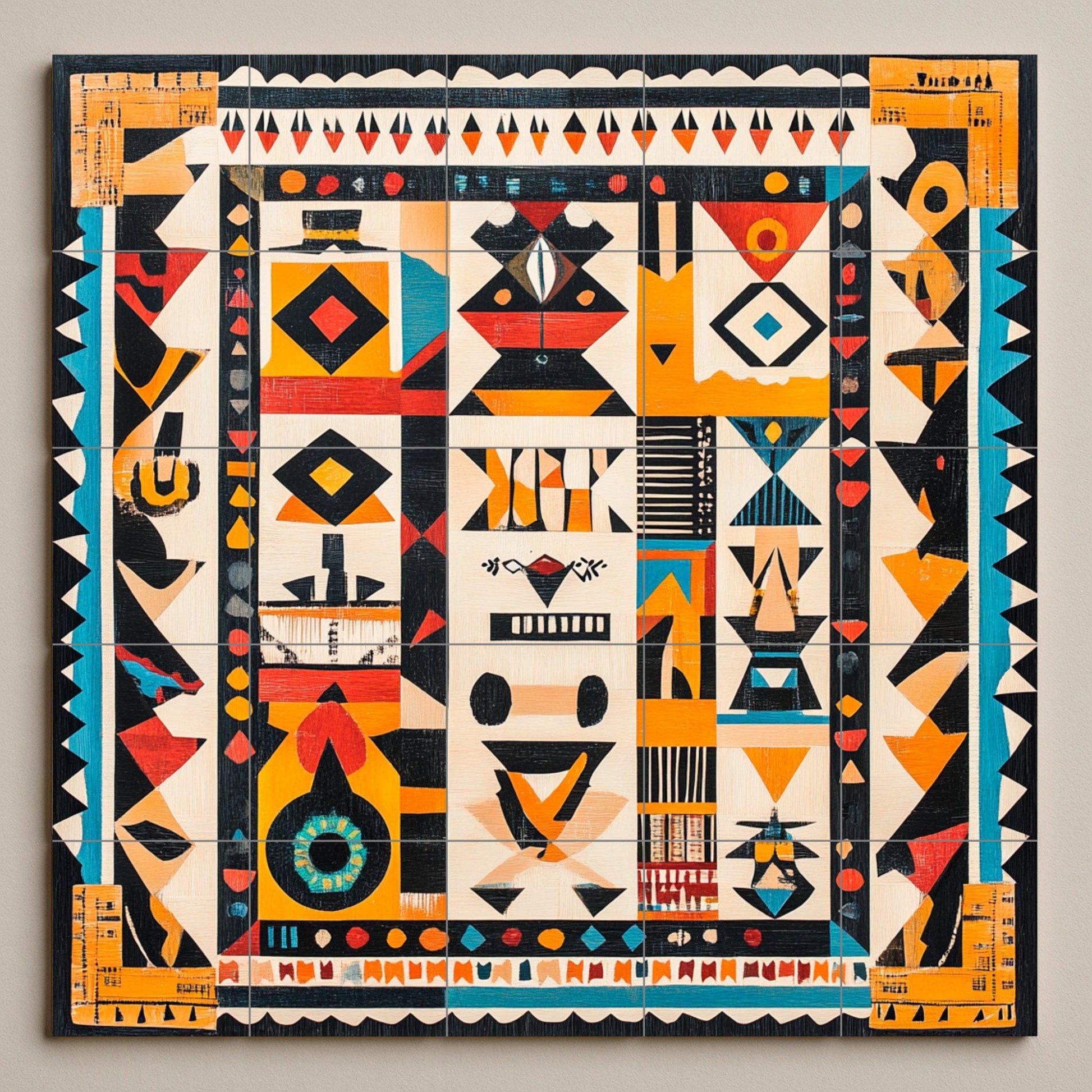 Ceramic Tile Mural: Indígena brasileño — Folk & Ornamental Art
