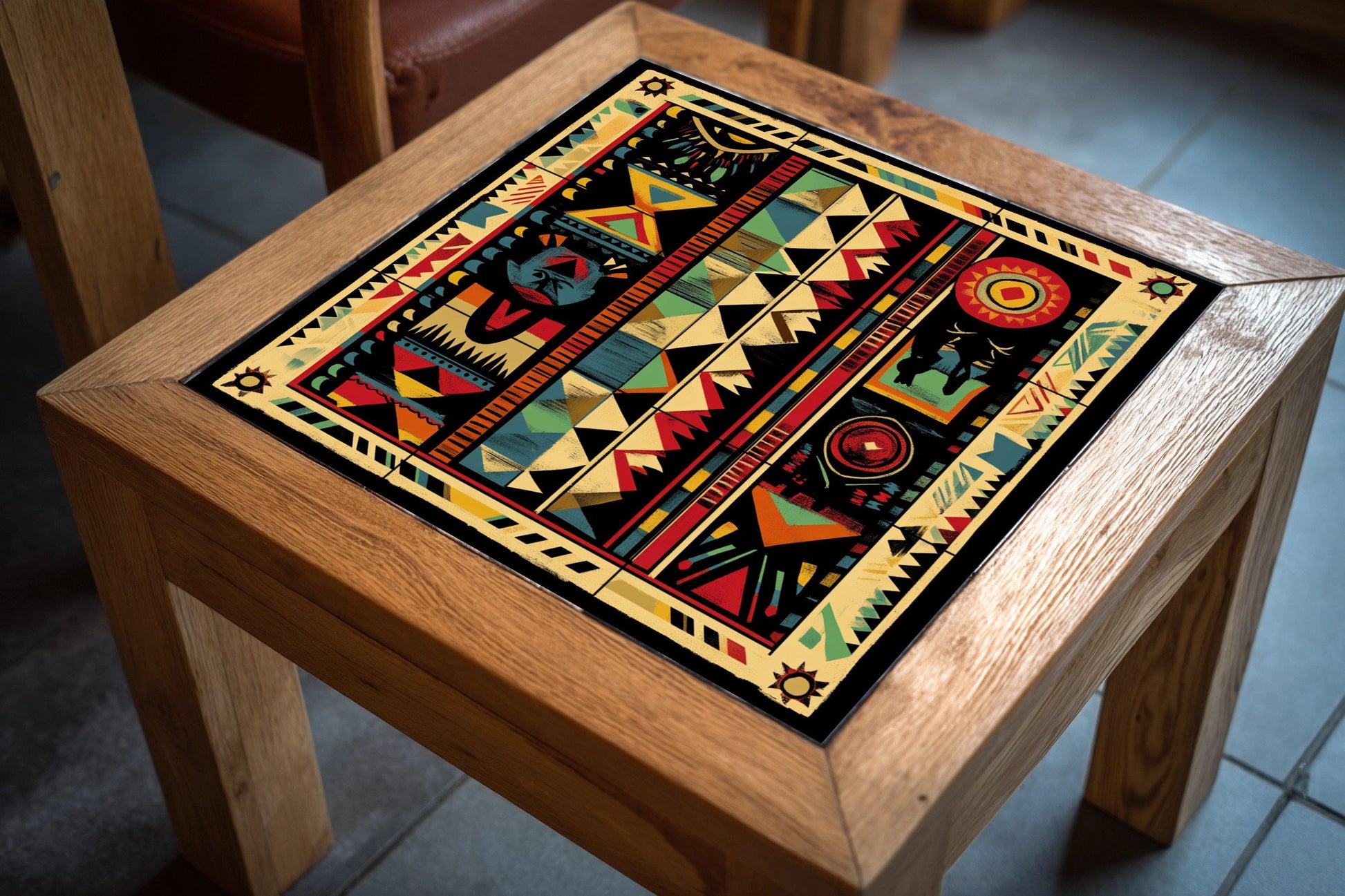 Indígena sudamericano — Fliesen-Wandbild aus Keramik · Volkskunst & Ornament