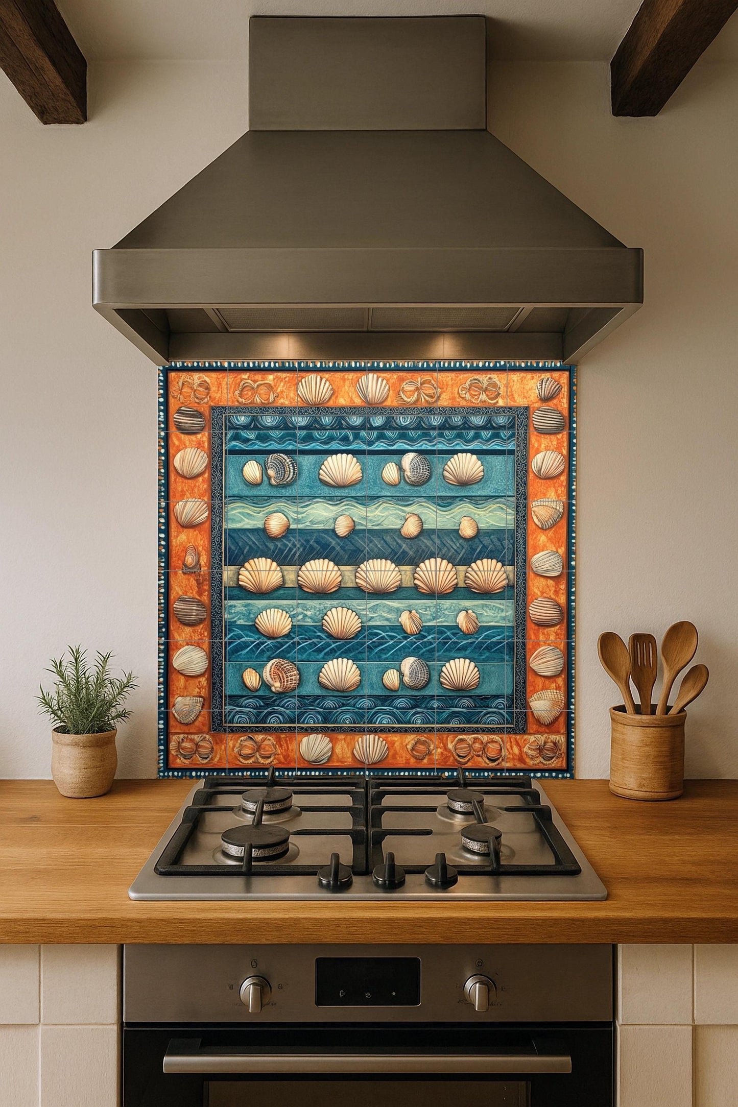 Conchas marinas — Küstenszene, Wandkunst aus Keramikfliesen