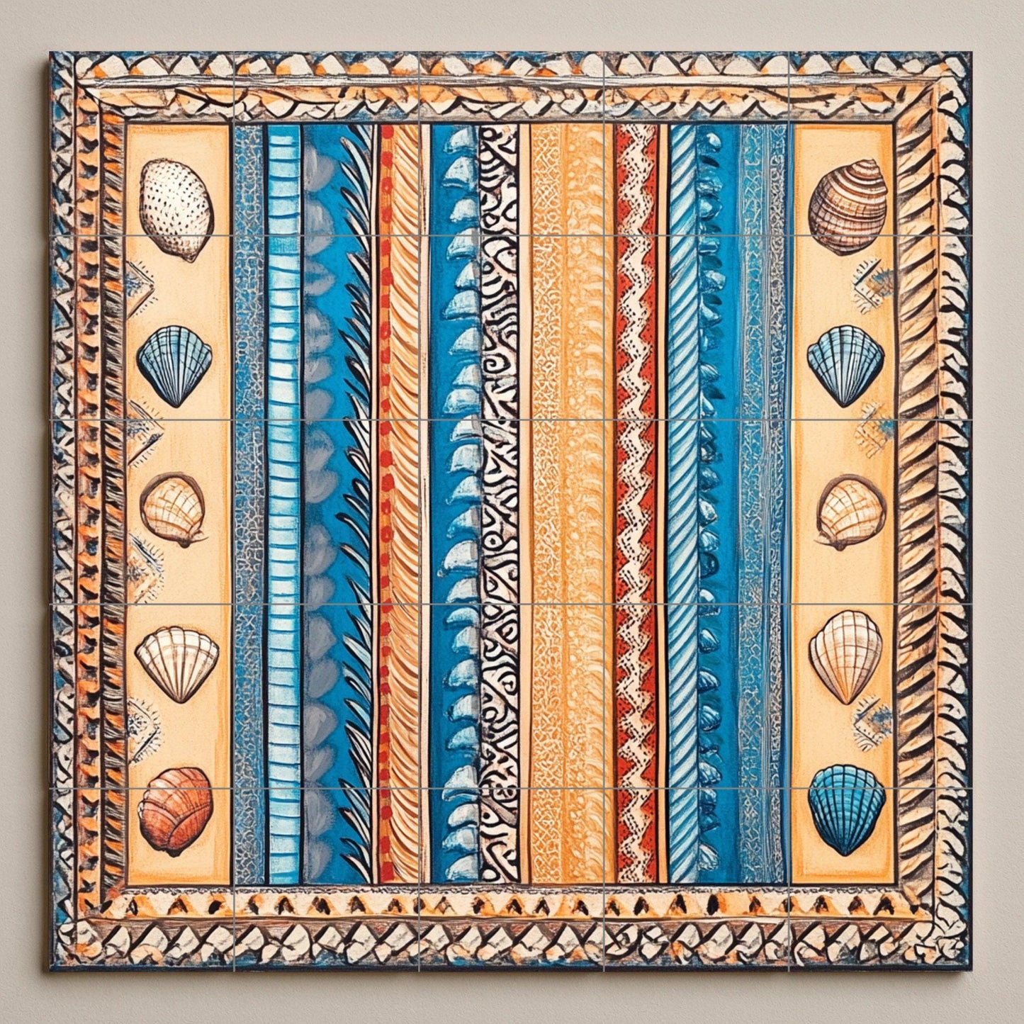 Mural cerámico de conchas de playa