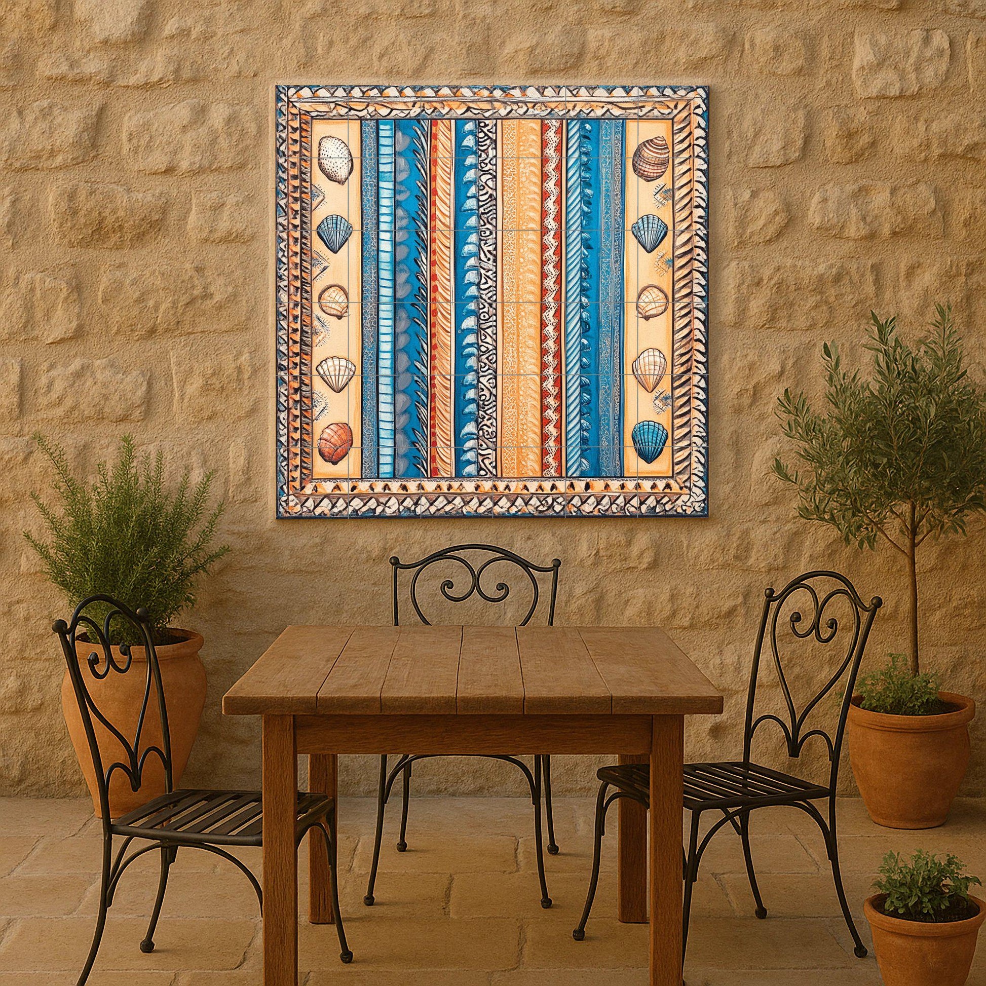 Mural cerámico de conchas de playa