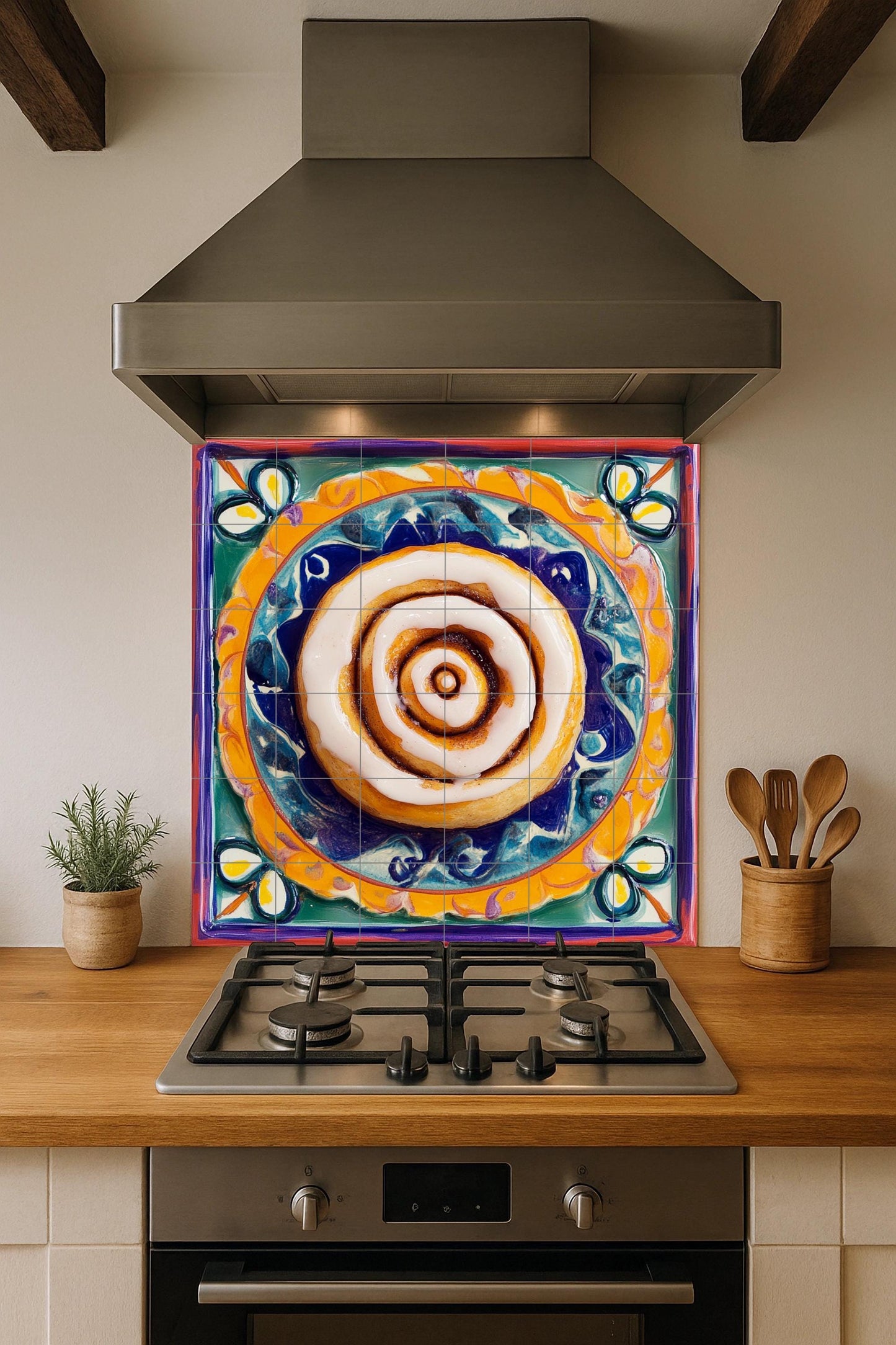 Rollos de canela · Fresque Céramique — Décor Mural Culinaire