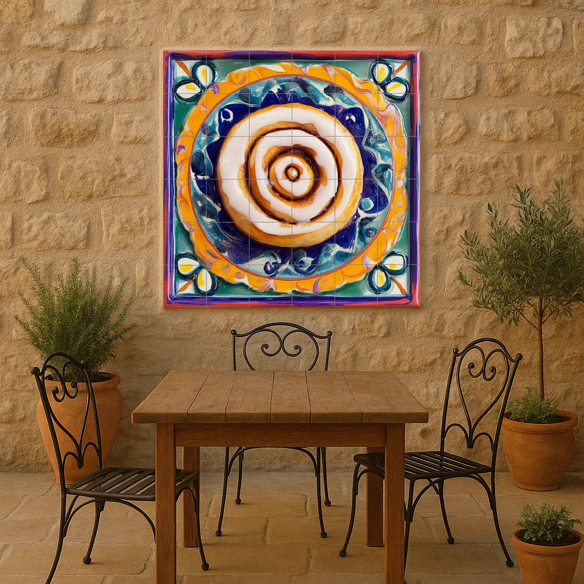 Rollos de canela · Fresque Céramique — Décor Mural Culinaire