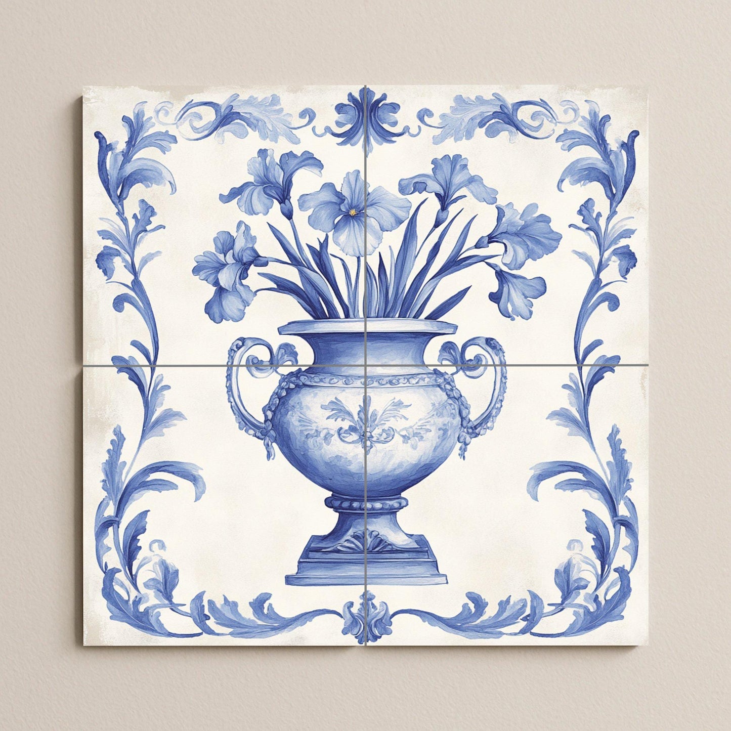 Mural de cerámica azul de Delft