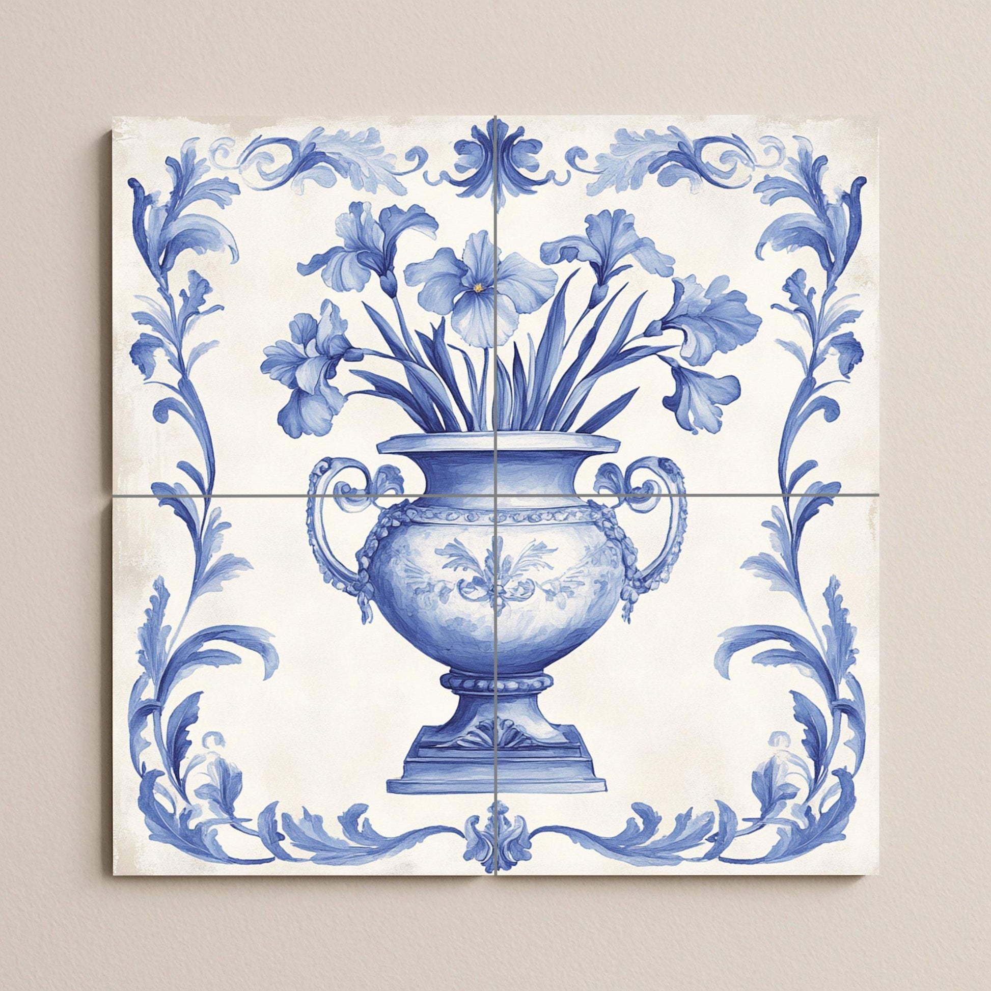 Mural de cerámica azul de Delft