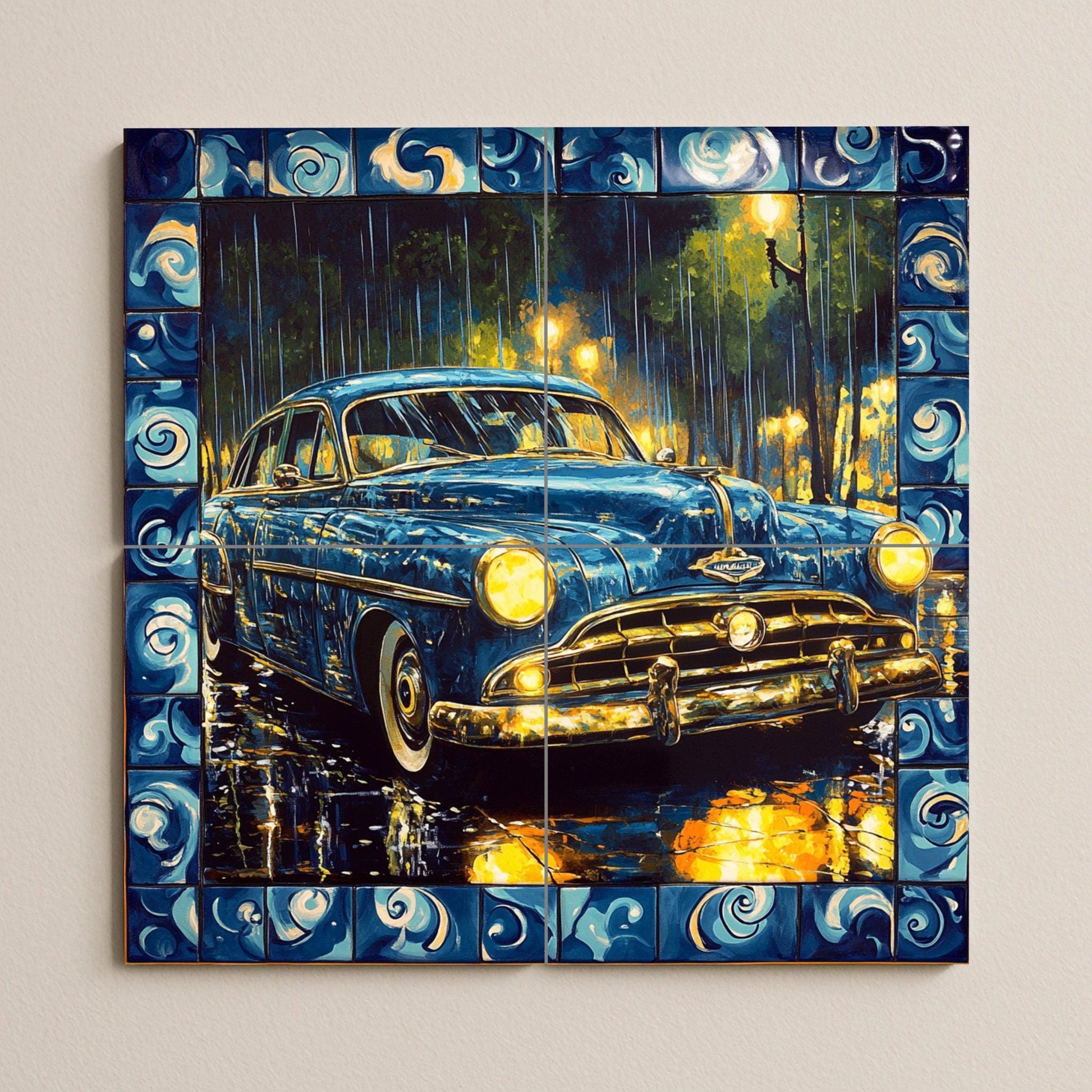 Fresque en Carrelage Coche Classique — Fresque à Motifs Décoratifs