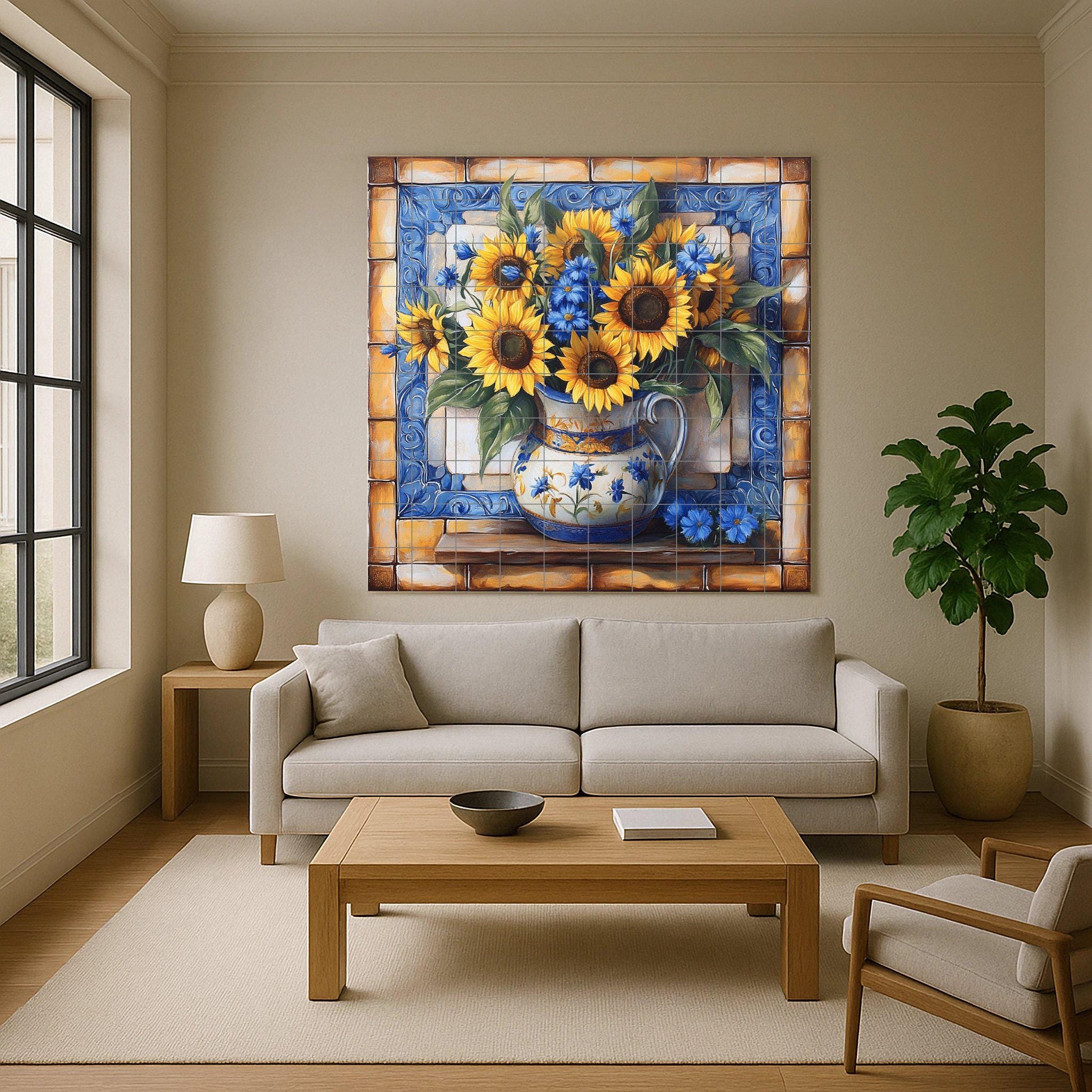 Fresque en Carrelage Tournesols — Décor Jardin et Nature