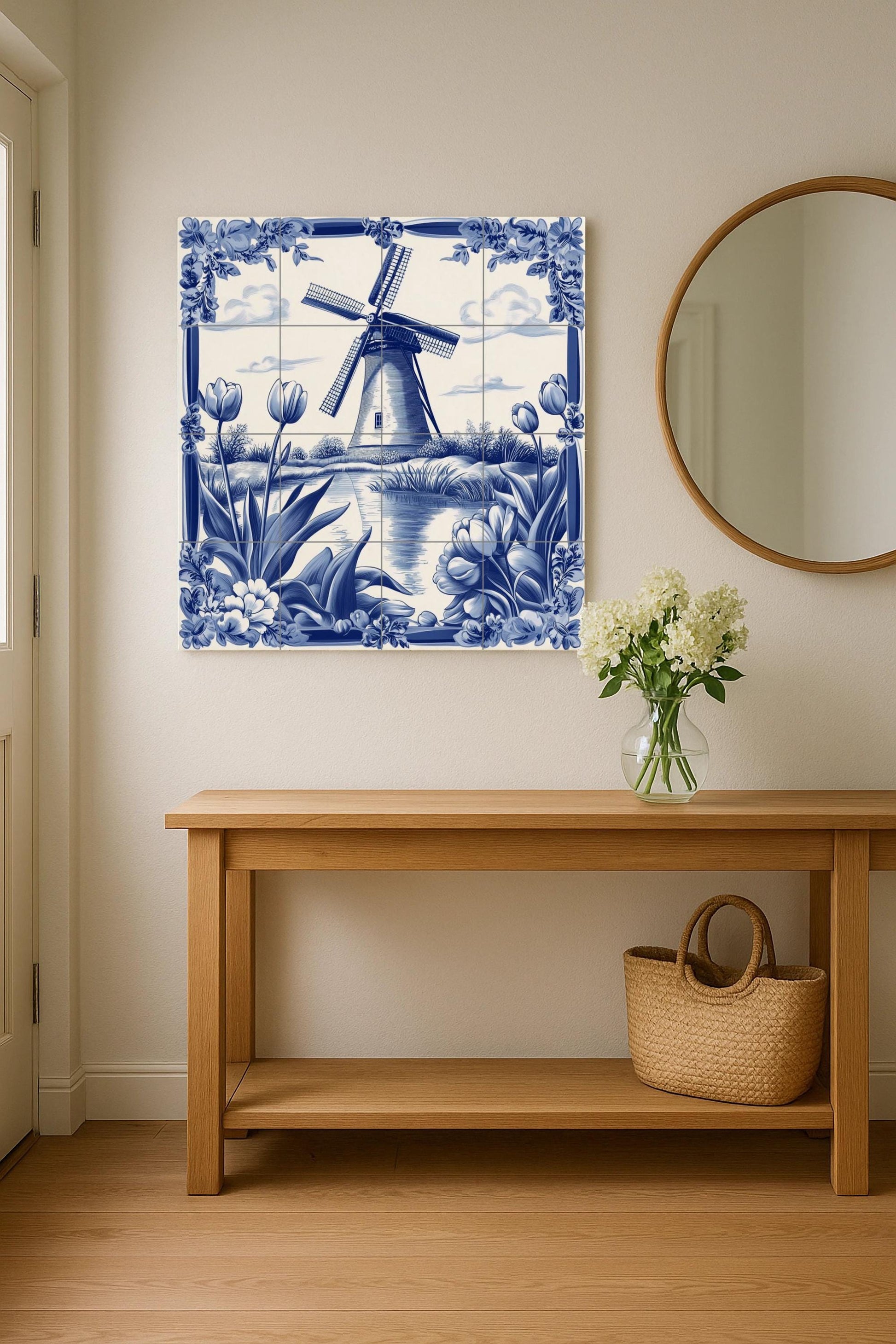 Ceramic Tile Mural: Cerámica Delft Blue Dutch — Garden & Scenery Décor