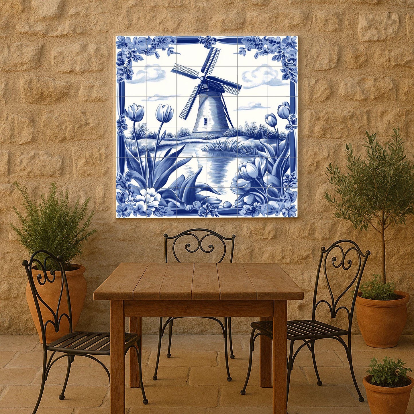 Ceramic Tile Mural: Cerámica Delft Blue Dutch — Garden & Scenery Décor