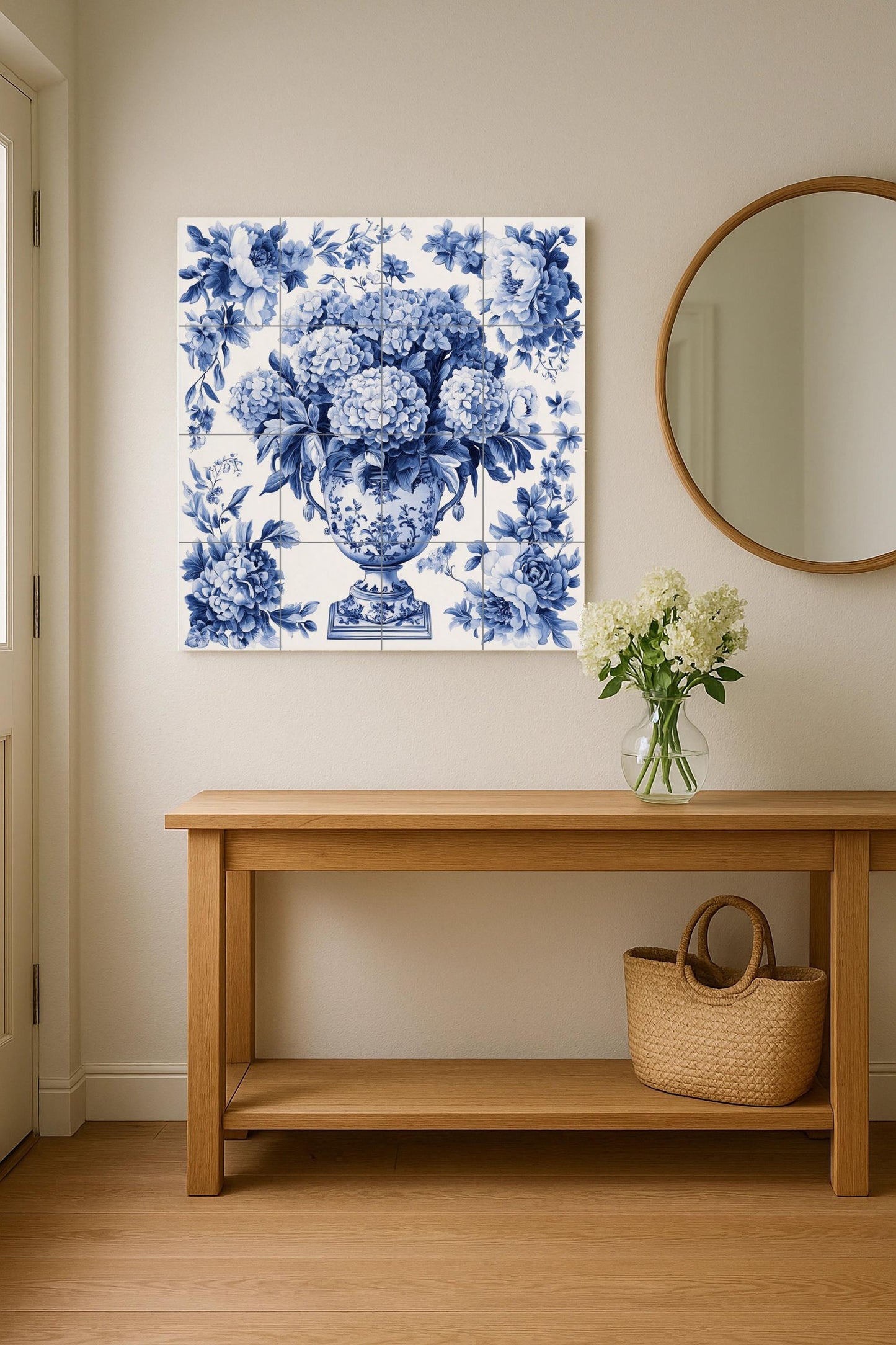 Cerámica Delft Blue — Botanical Landscape · Tile Wall Art