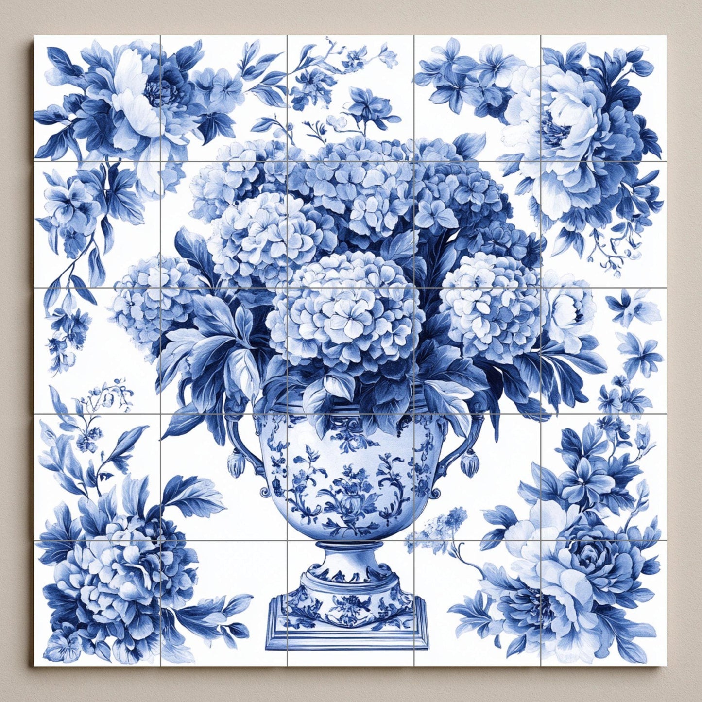Cerámica Delft Blue — Botanical Landscape · Tile Wall Art