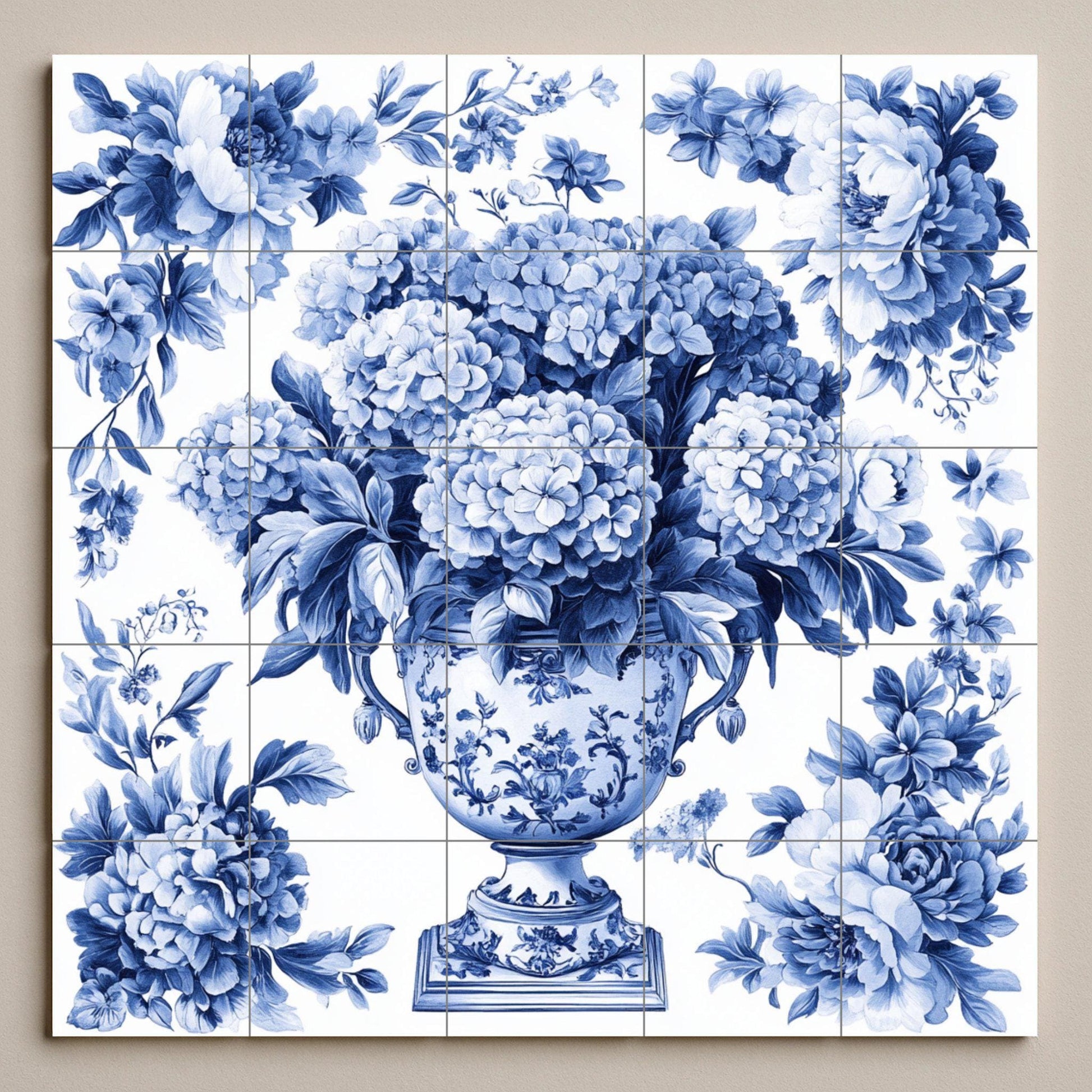 Cerámica Delft Blue — Botanical Landscape · Tile Wall Art