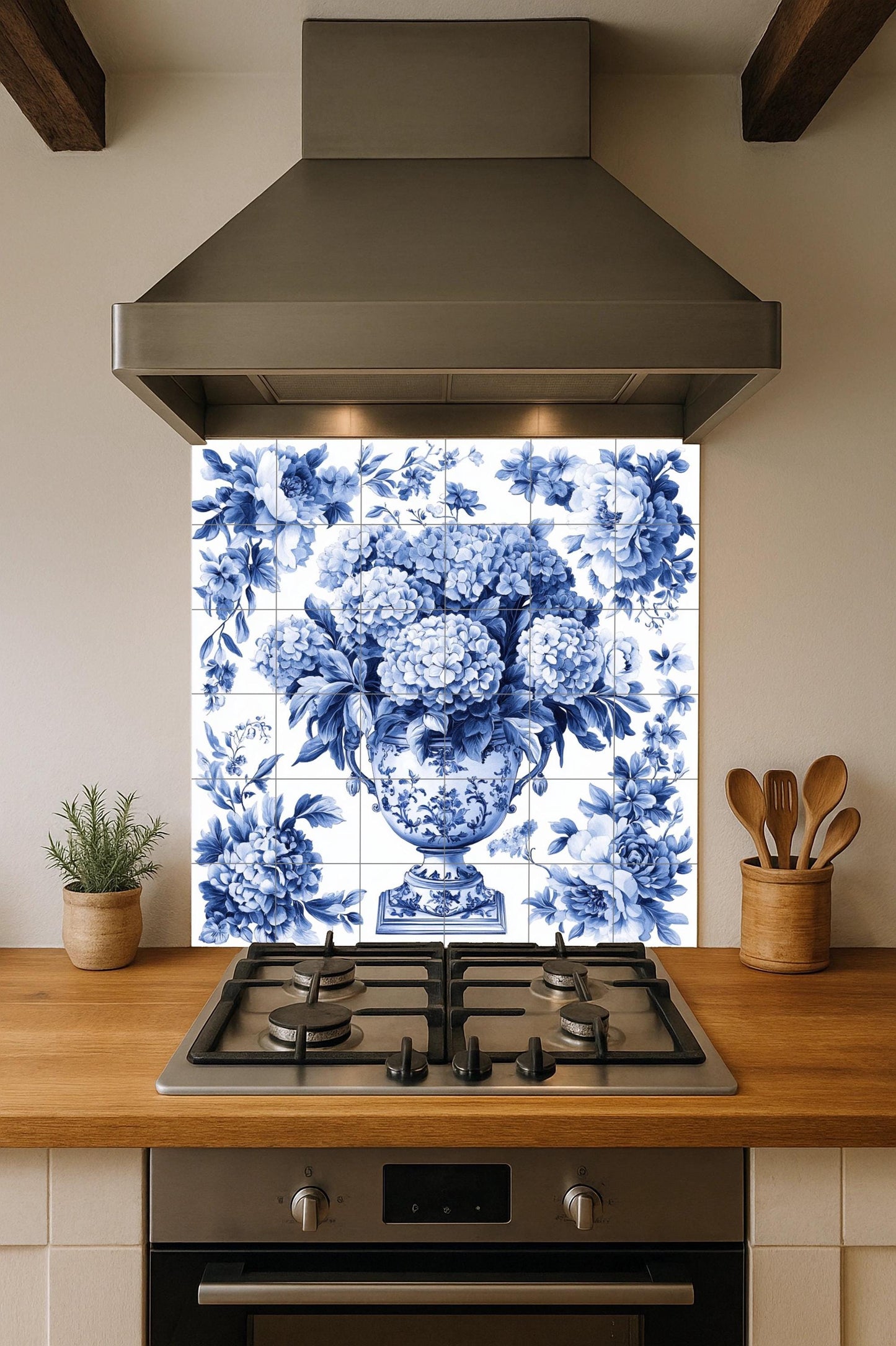 Cerámica Delft Blue — Botanical Landscape · Tile Wall Art