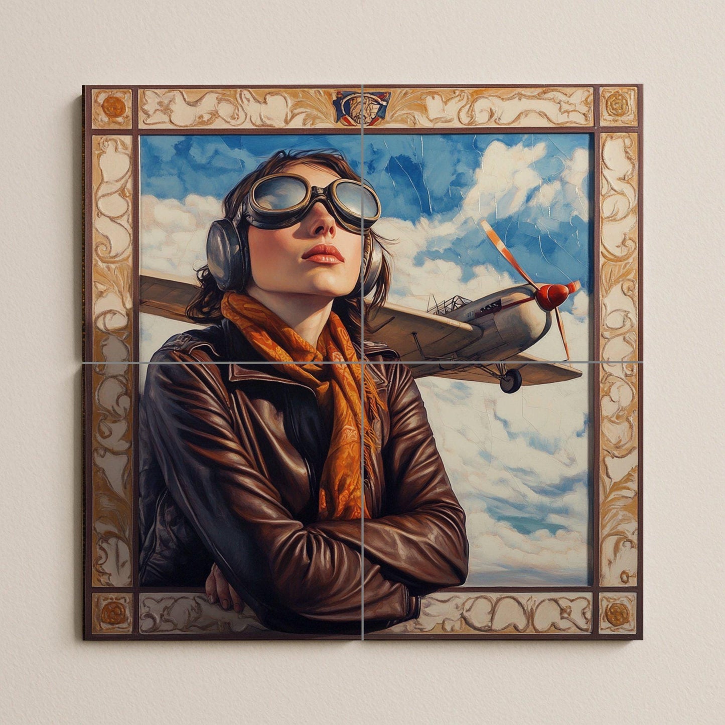 Aviación · Murale Ceramico — Pannello Ornamentale