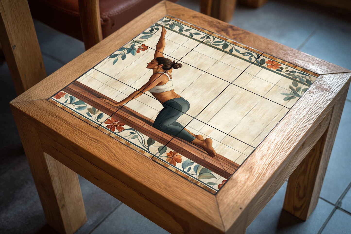 Ceramic Tile Mural: Yoga — Folk-Art Décor