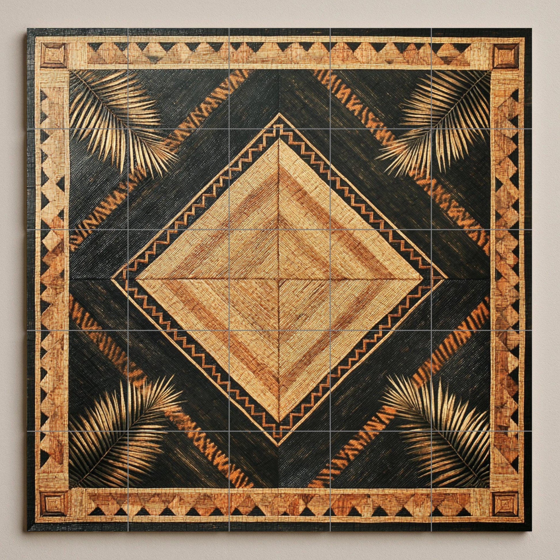 Filipino Banig Mat · Fresque Céramique — Art Populaire et Ornemental