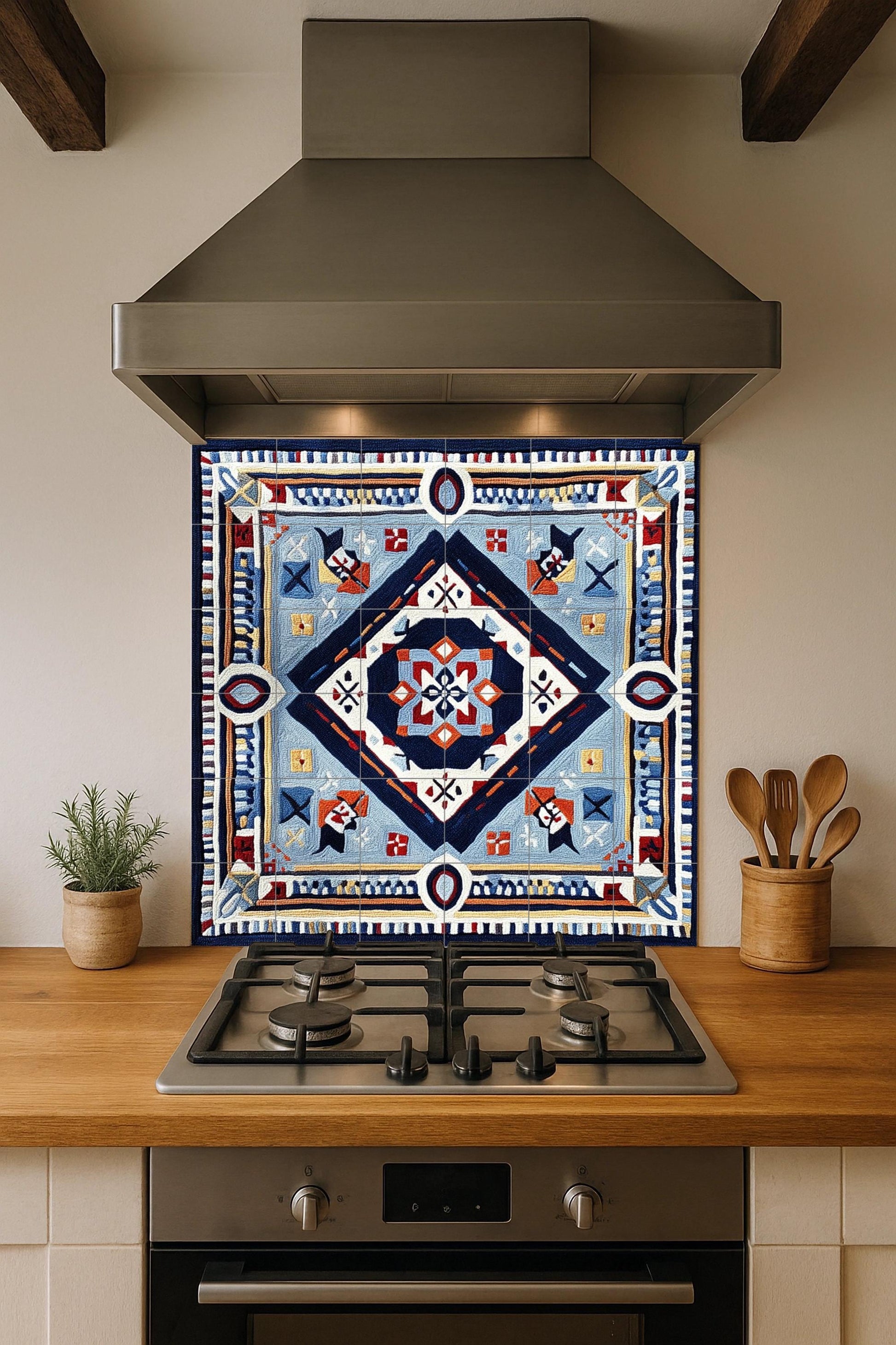 Geometrico abstracto · Murale Ceramico — Decoro d'Arte Popolare