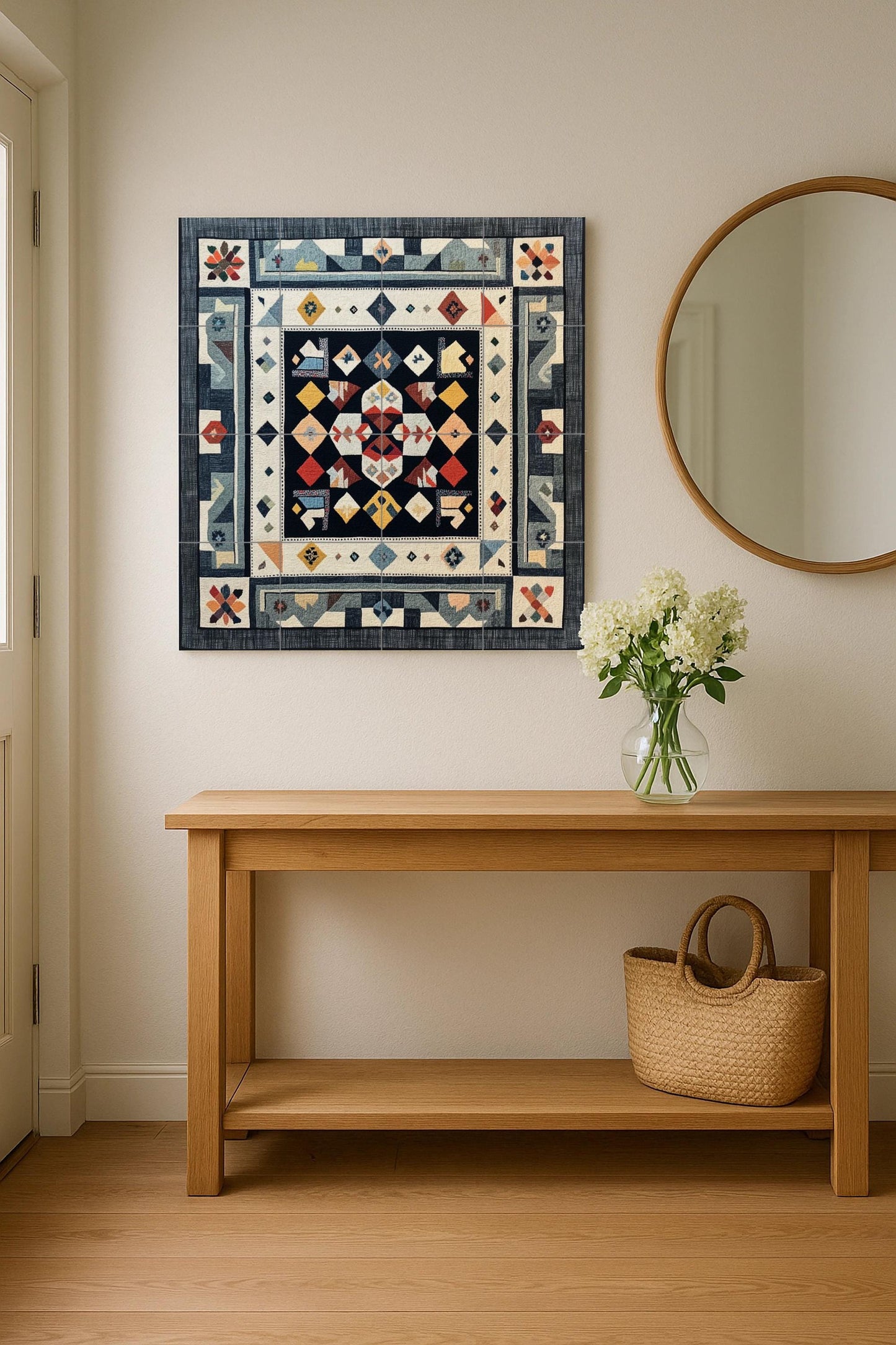 Finlandés Ryijy — Fliesen-Wandbild aus Keramik · Volkskunst & Ornament