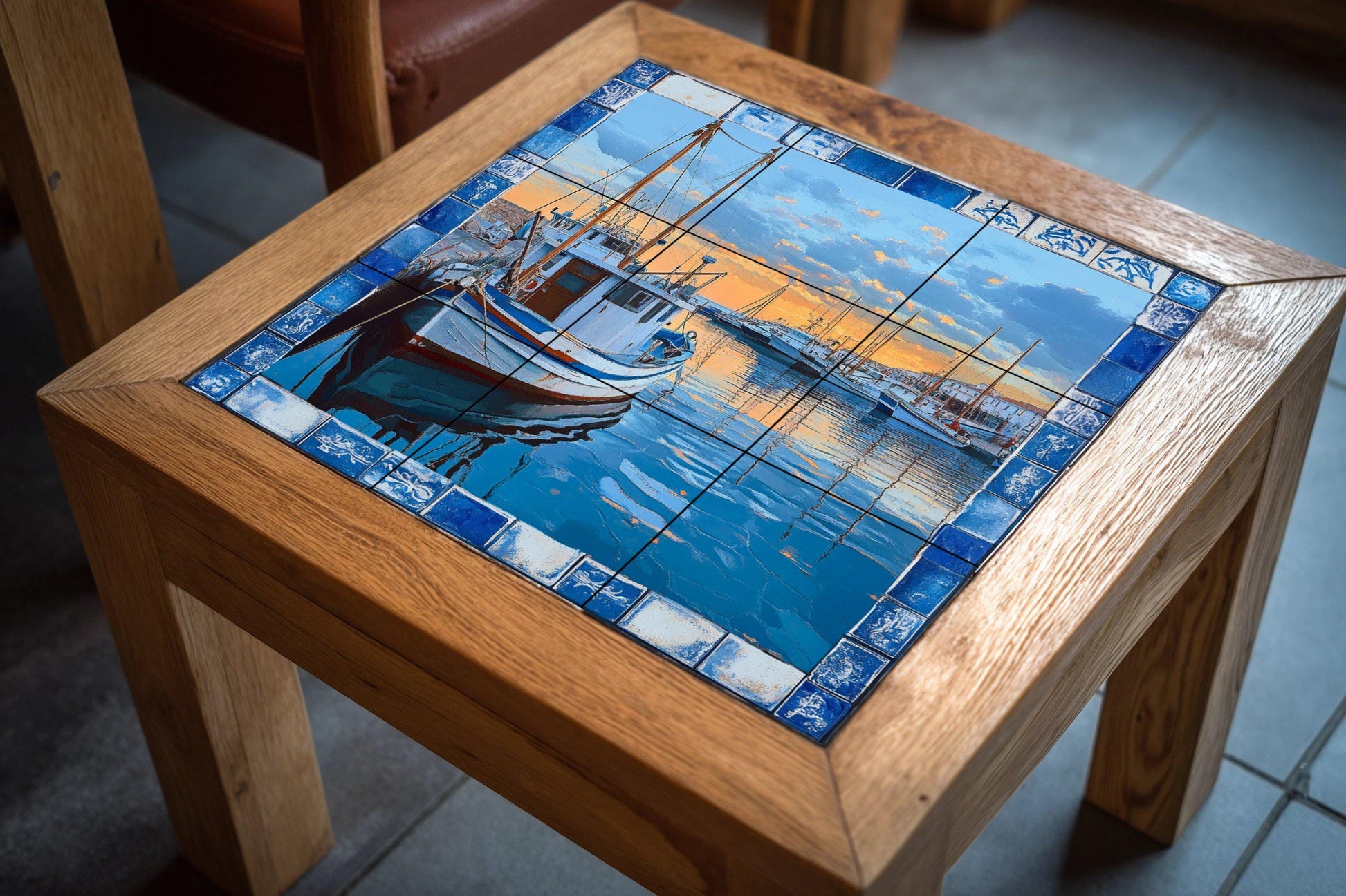 Port pesquero de la Côte Brava — Fresque Murale en Carreaux de Céramique · Décor Mural Nautique