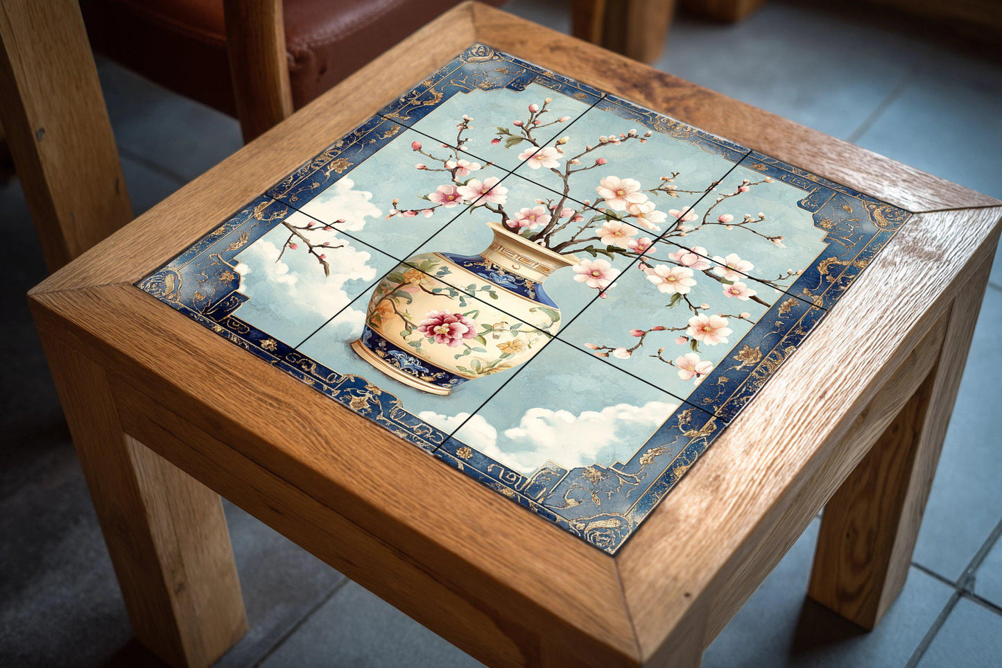 Lujo avec Fleurs de porcelana · Fresque Céramique — Décor Jardin et Nature