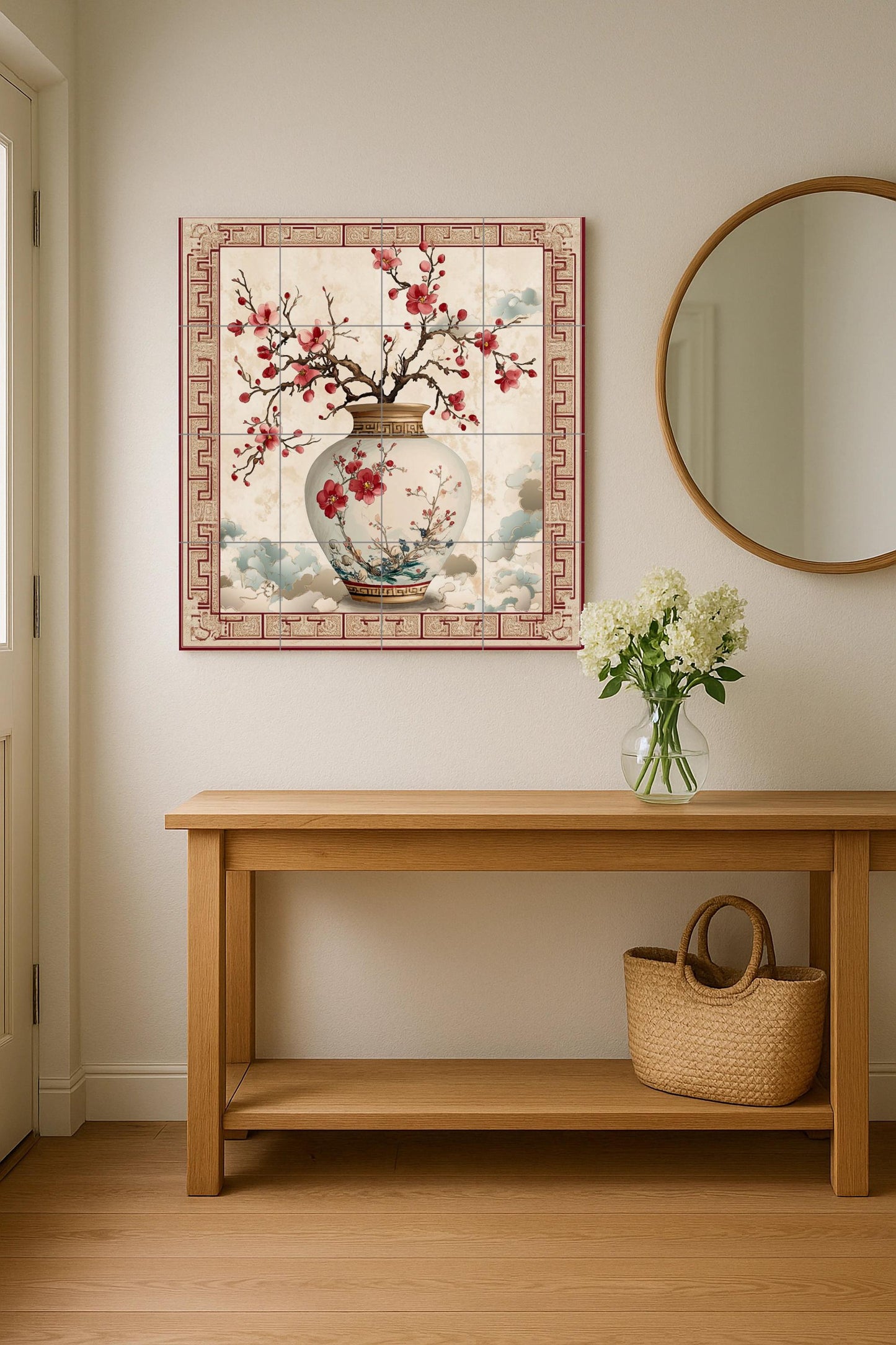 Flor de ciruelo oriental · Ceramic Wall Mural — Landmark Mural