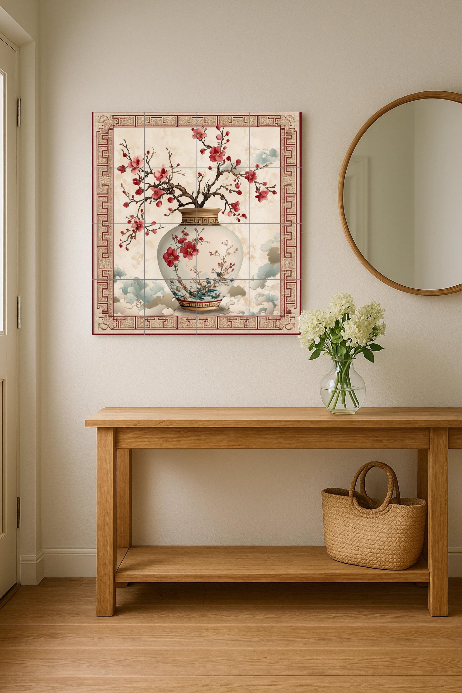 Flor de ciruelo oriental · Ceramic Wall Mural — Landmark Mural