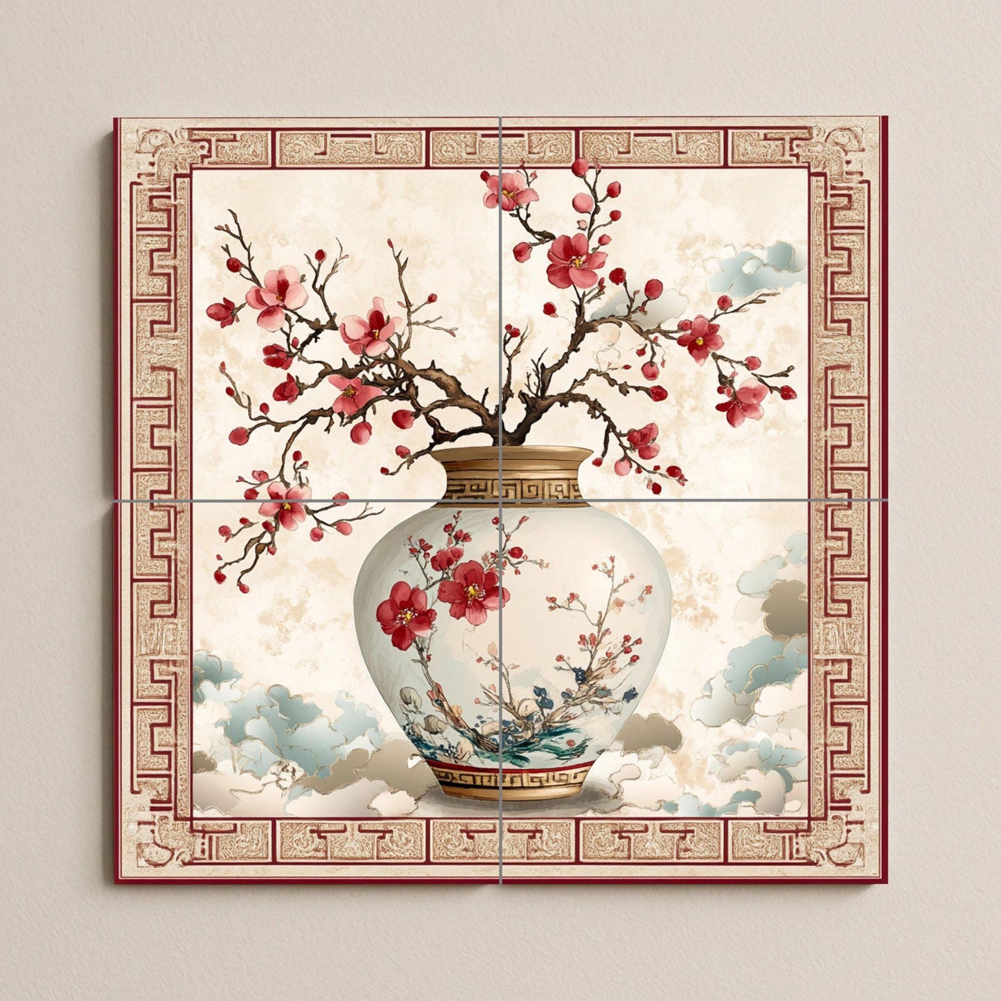 Flor de ciruelo oriental · Ceramic Wall Mural — Landmark Mural