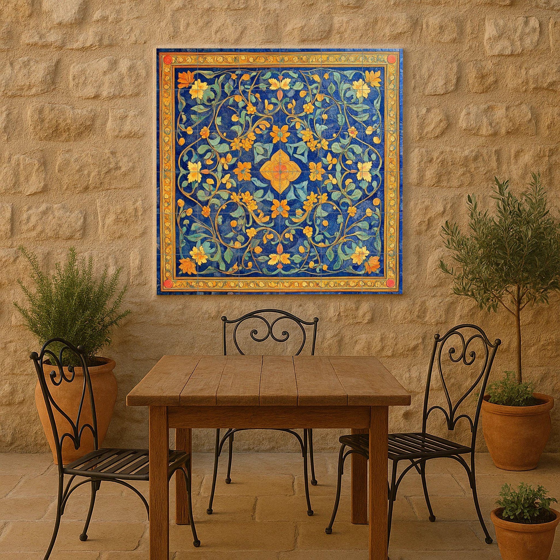 Cerámica cloisonné georgiana — Fresque Murale en Carreaux de Céramique · Décor Jardin et Nature