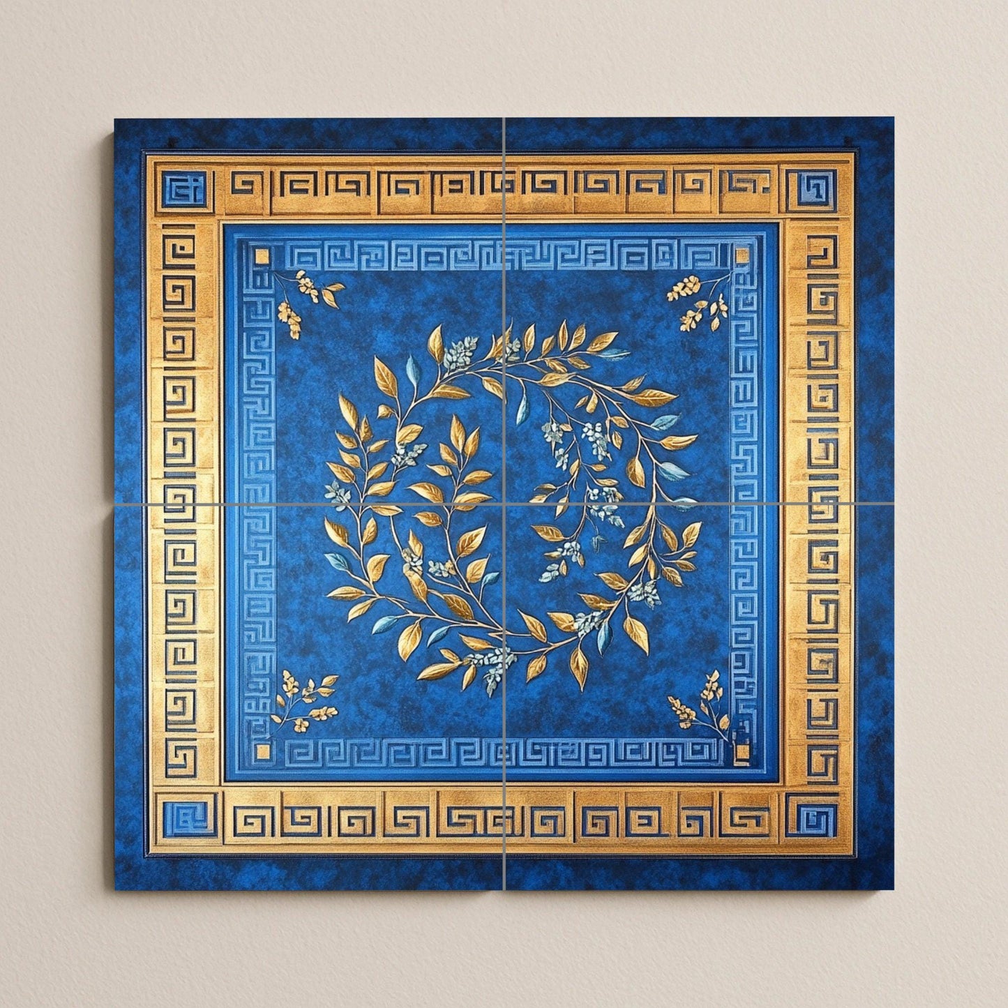 Cerámica Blau cobalto und Gold — Fliesen-Wandbild aus Keramik · Volkskunst & Ornament