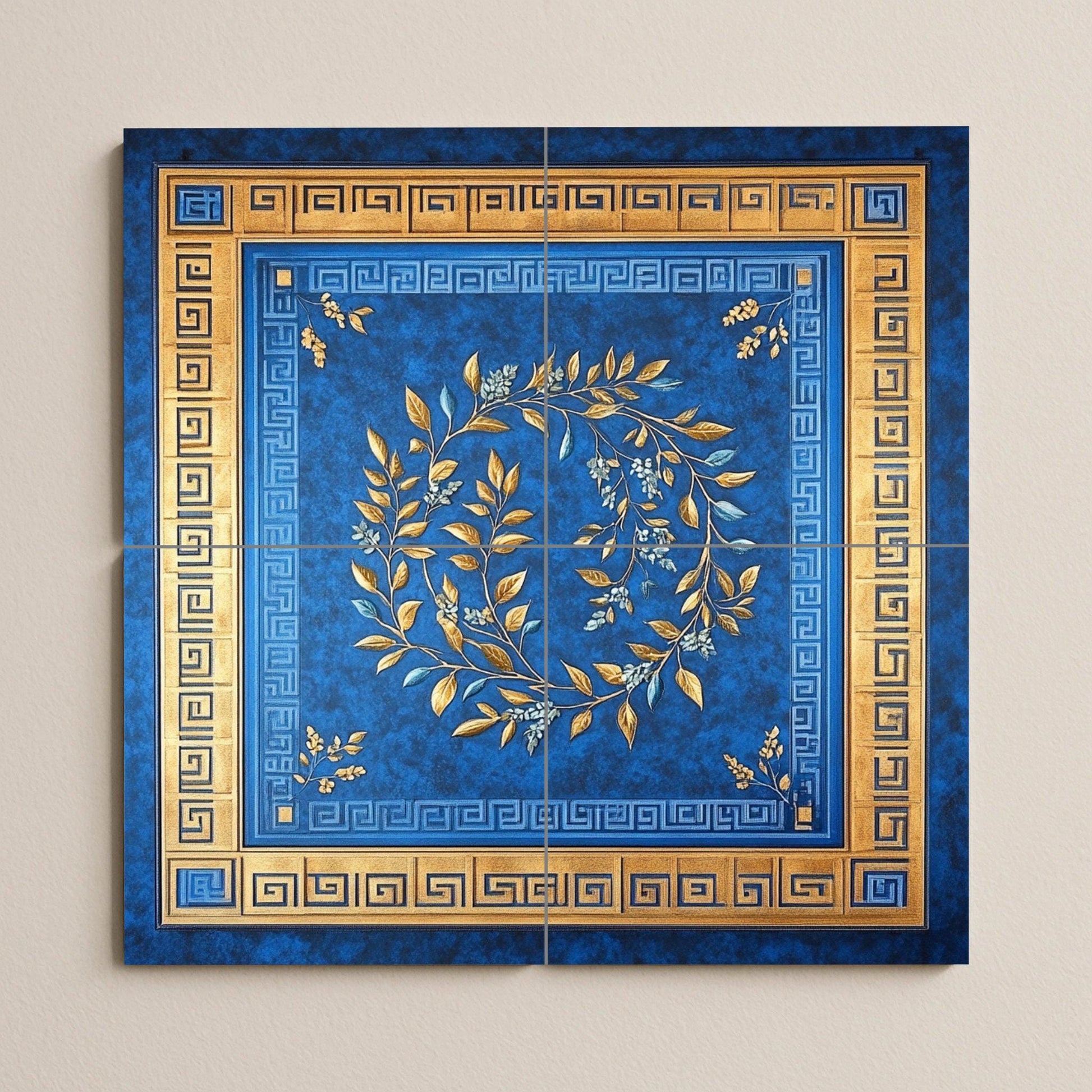 Cerámica Blau cobalto und Gold — Fliesen-Wandbild aus Keramik · Volkskunst & Ornament