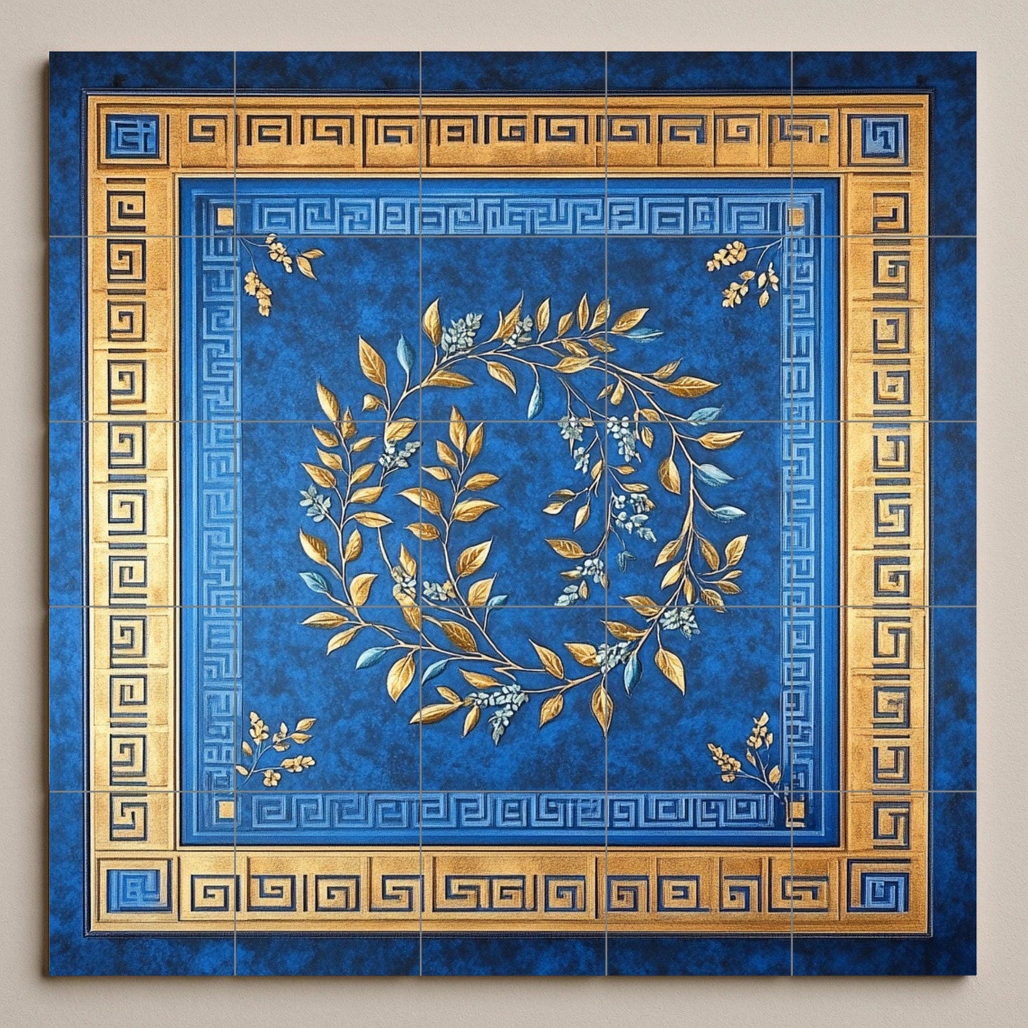 Cerámica Blau cobalto und Gold — Fliesen-Wandbild aus Keramik · Volkskunst & Ornament