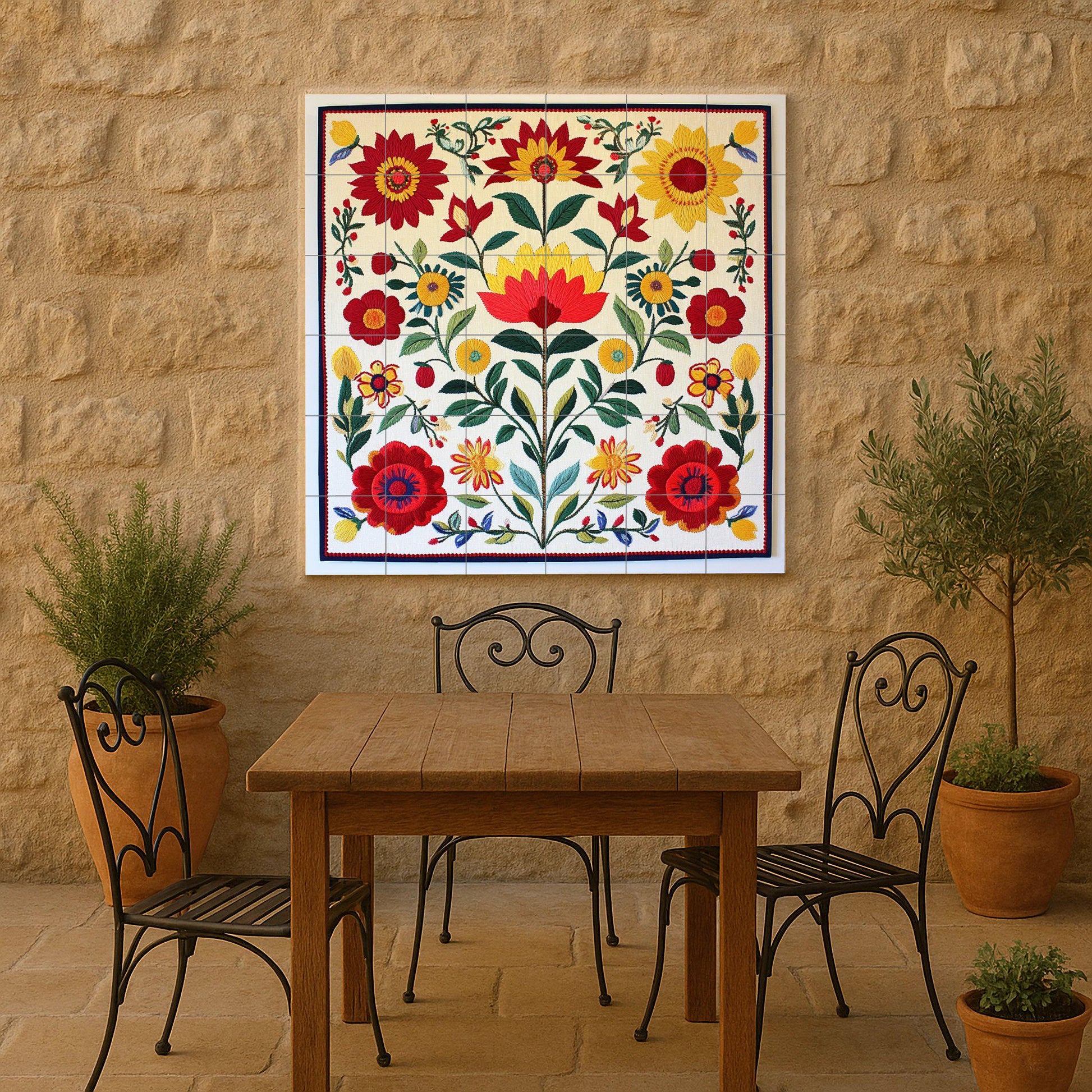Folclórico húngaro · Ceramic Wall Mural — Garden & Scenery Décor